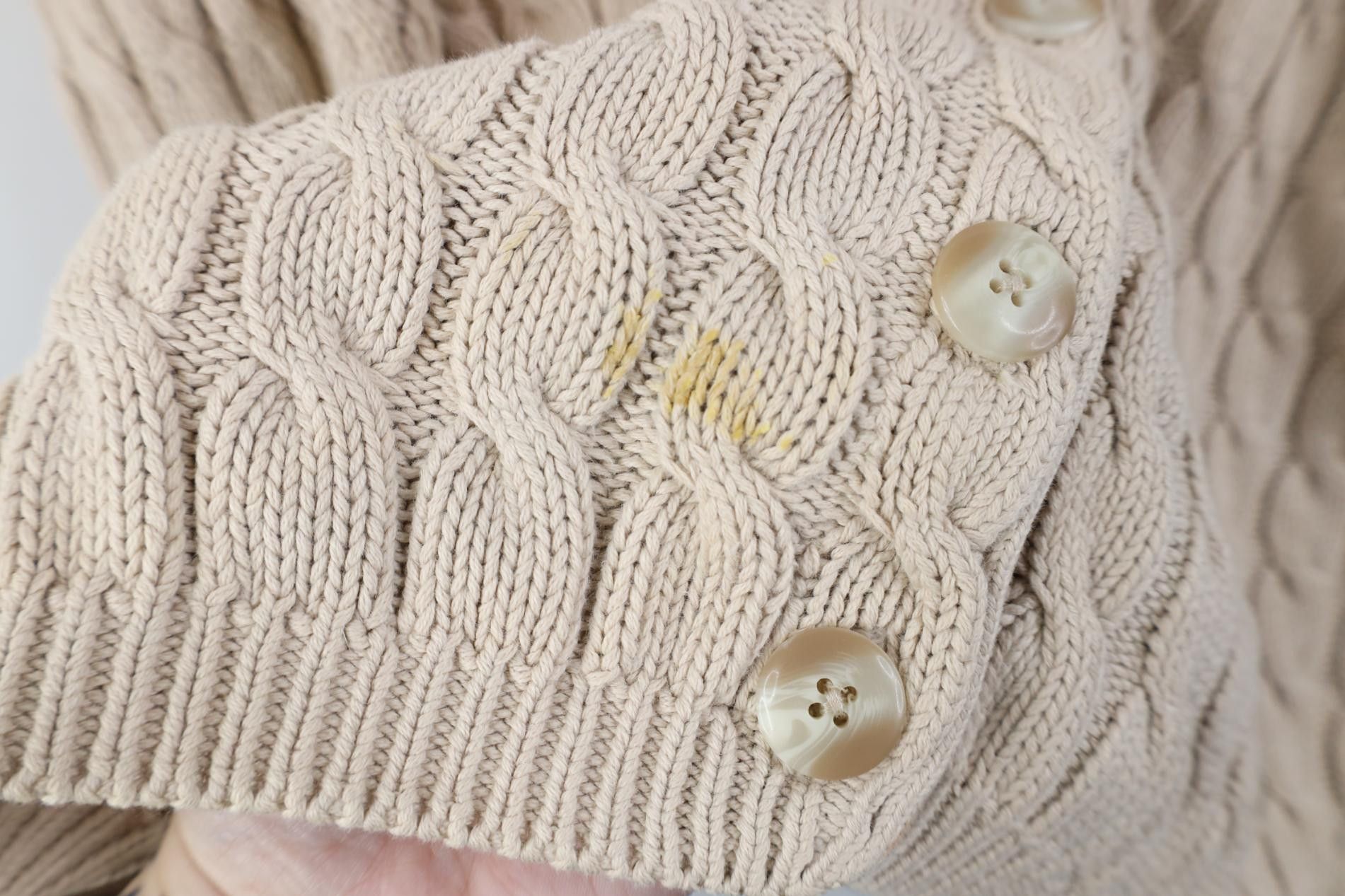 Lands' End Vintage 90s Lands End Cotton Cable Knit Cardigan Sweater Size S / US 4 / IT 40 - 4 Thumbnail