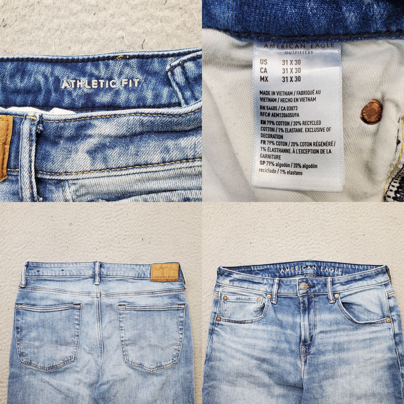 American Eagle Outfitters American Eagle Outfitters Jeans Mens 31x30 Blue Denim Airflex+ Athletic Fit Straight Leg Size US 31 - 8 Thumbnail