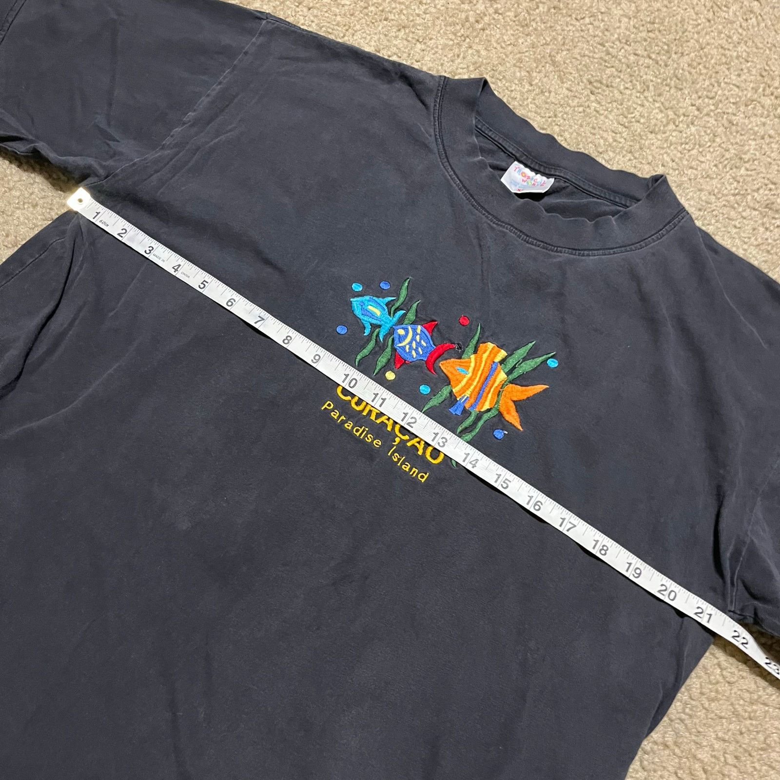 Other Vintage Curaçao Tropical Fish Embroidered Black Shirt XL Size US XL / EU 56 / 4 - 6 Thumbnail