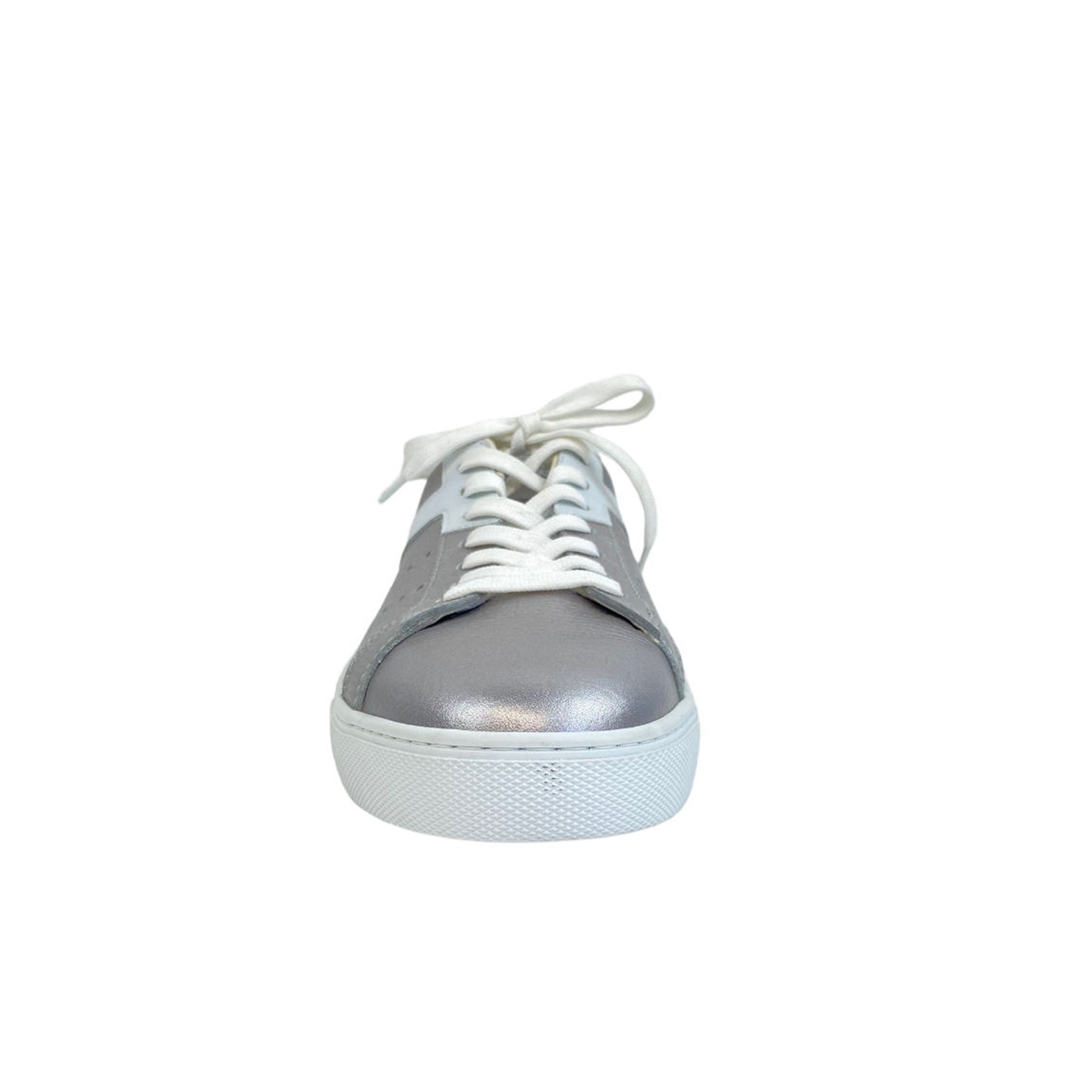 Tod's TOD'S Silver Leather Lace Up Sneakers Size US 10.5 / EU 43-44 - 4 Thumbnail