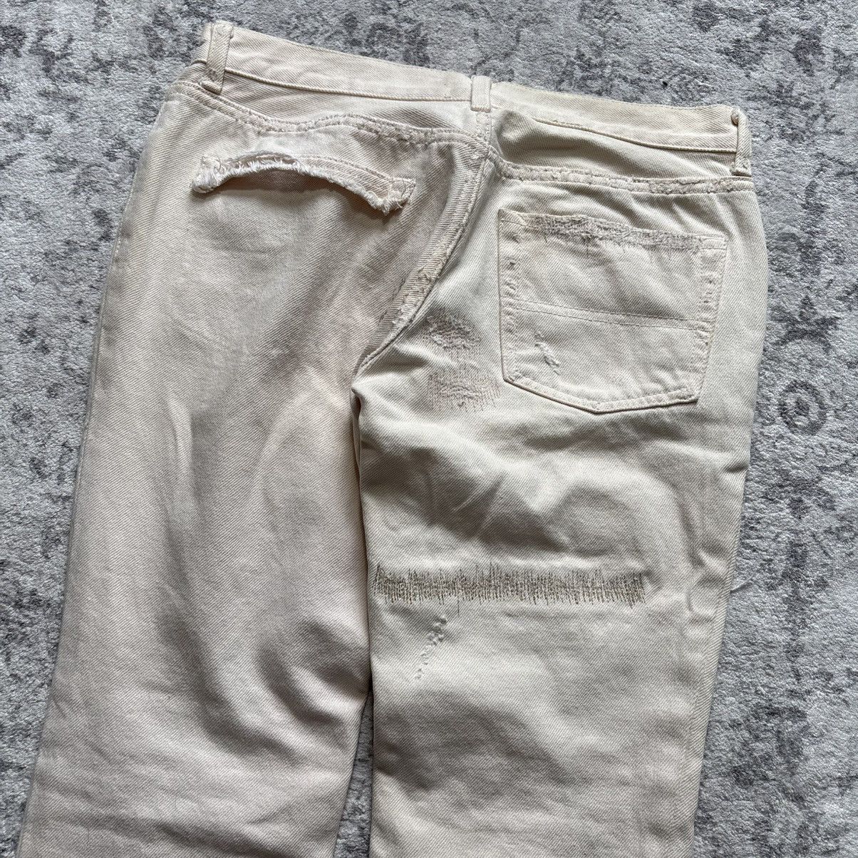 Undercover Undercover SS05 68 Green Yarn Vampire Jeans White | Size 2 Size US 27 - 10 Thumbnail