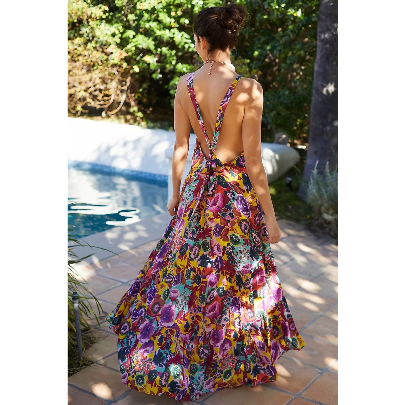 Anthropologie New Anthropologie Boho Floral Maxi Cover-Up Dress $118 SMALL Size S / US 4 / IT 40 - 3 Thumbnail