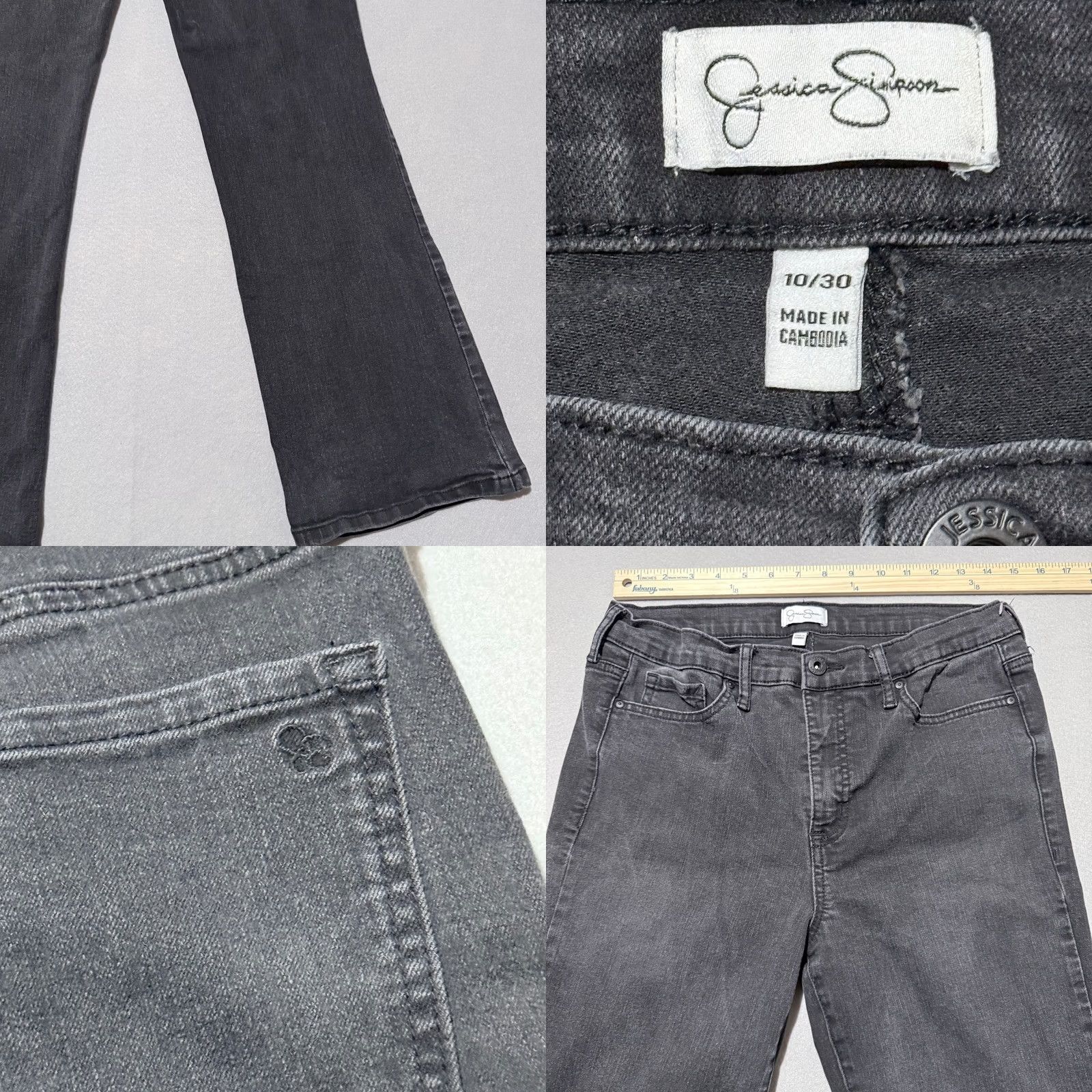 Jessica Simpson Jessica Simpson Denim Jeans Black Medium-Wash Zip-Fly Straight-Leg - 10 Women Jeans Size 32" / US 10 / IT 46 - 8 Thumbnail
