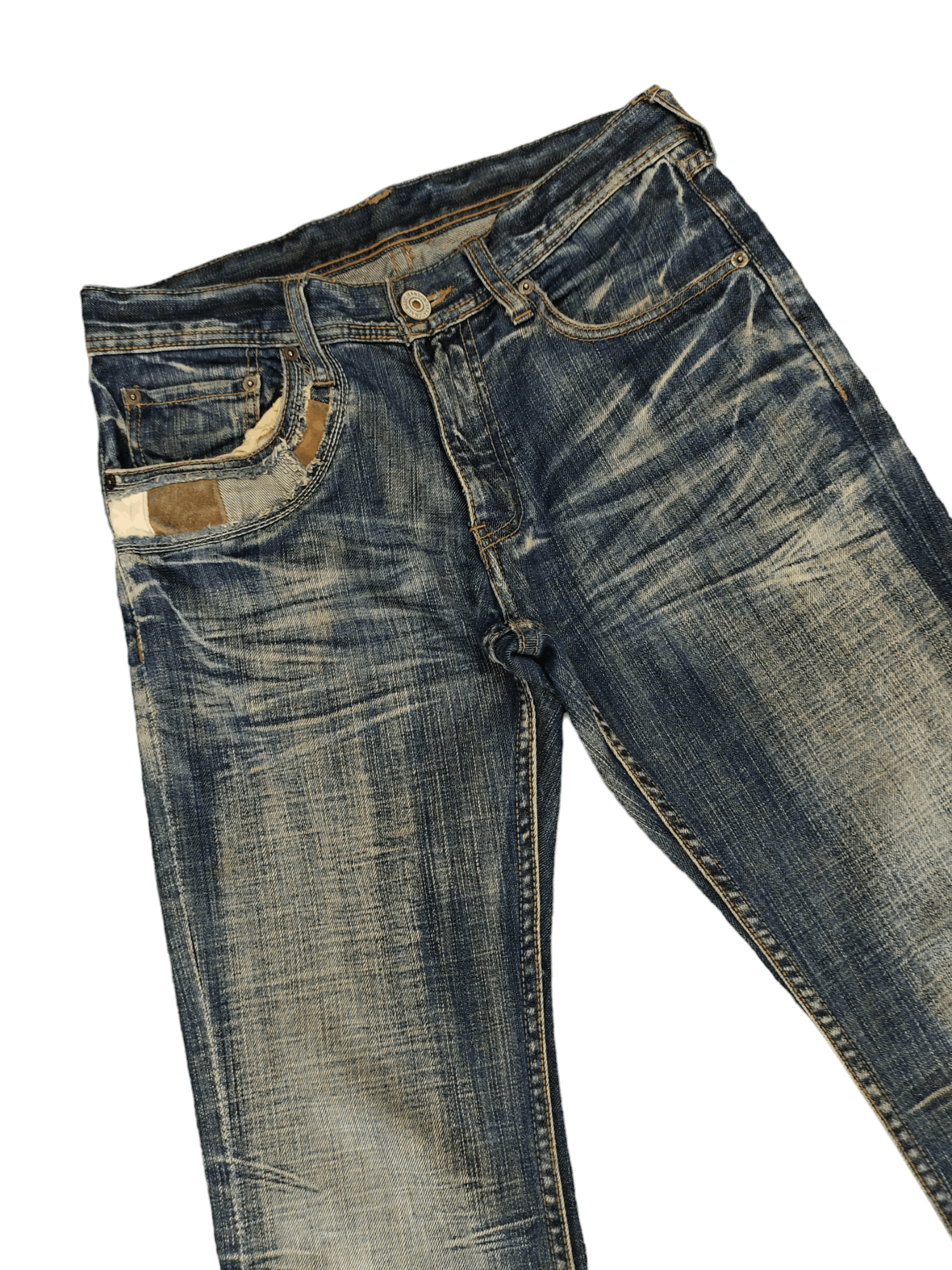 If Six Was Nine Flare Jean Different Rupert Leather Patchwork Pocket Bootcut Size US 30 / EU 46 - 15 Thumbnail