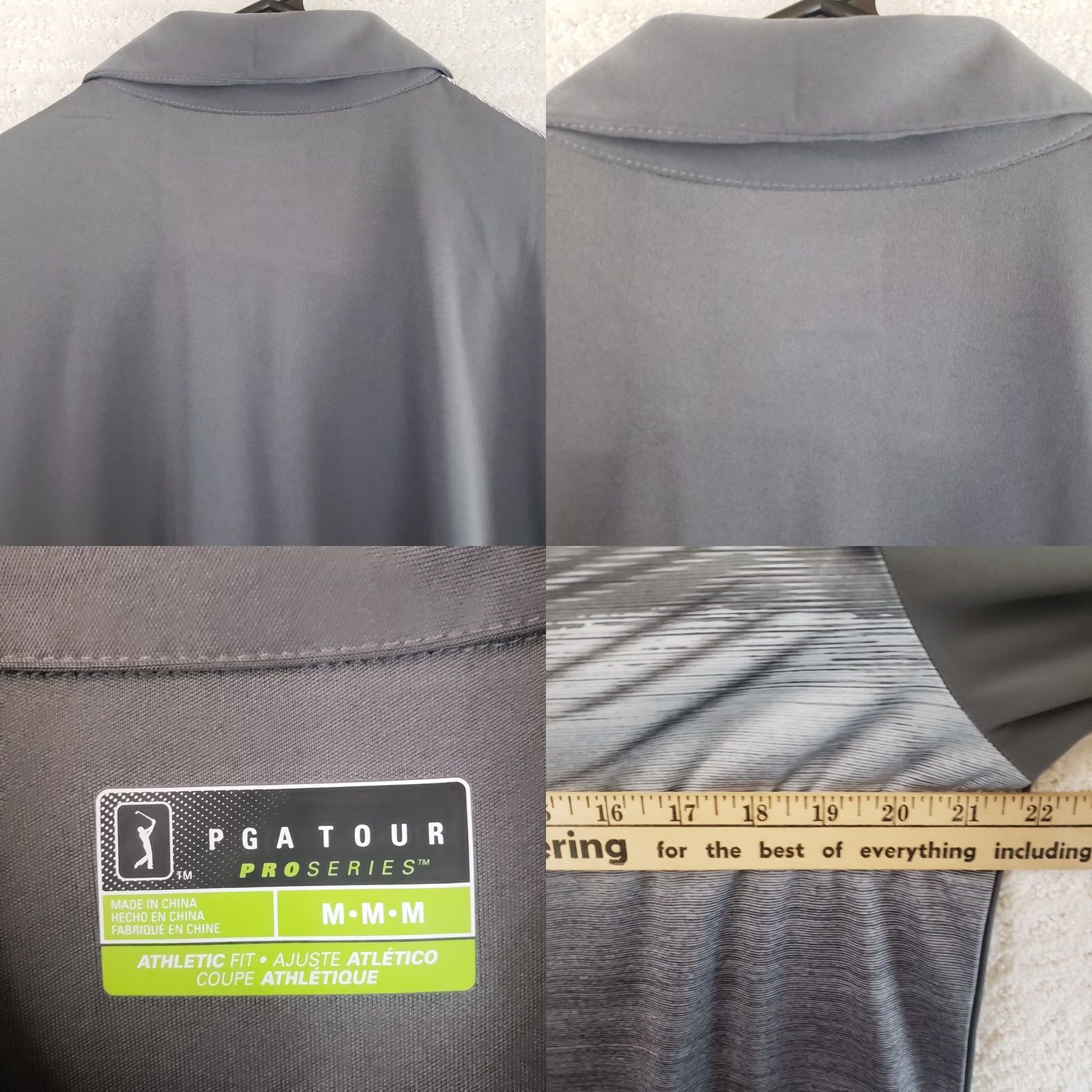 PGA Tour PGA TOUR Pro Series Polo Shirt Gray White Chest Stripes Men's Size M Short Sleeve Size US M / EU 48-50 / 2 - 8 Thumbnail