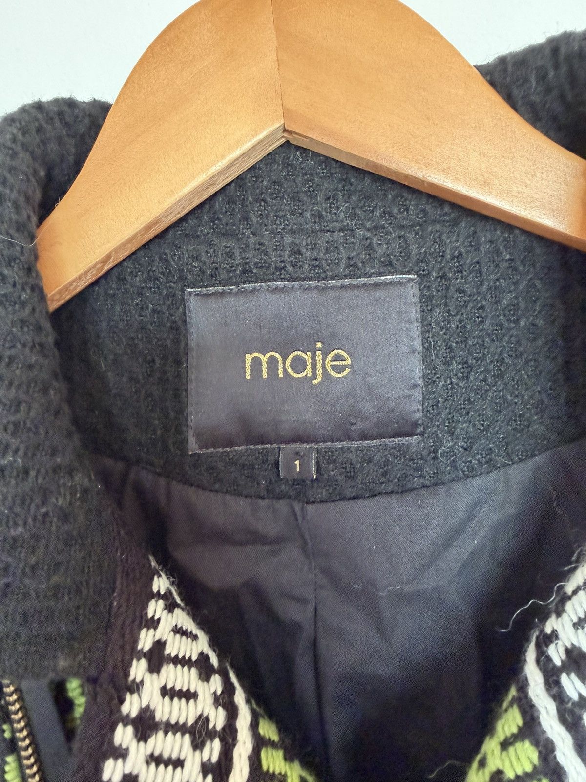 Maje Maje Paris Wool Blend Moto Jacket Leather Sleeve Knit Size 1 Size XS / US 0-2 / IT 36-38 - 3 Thumbnail