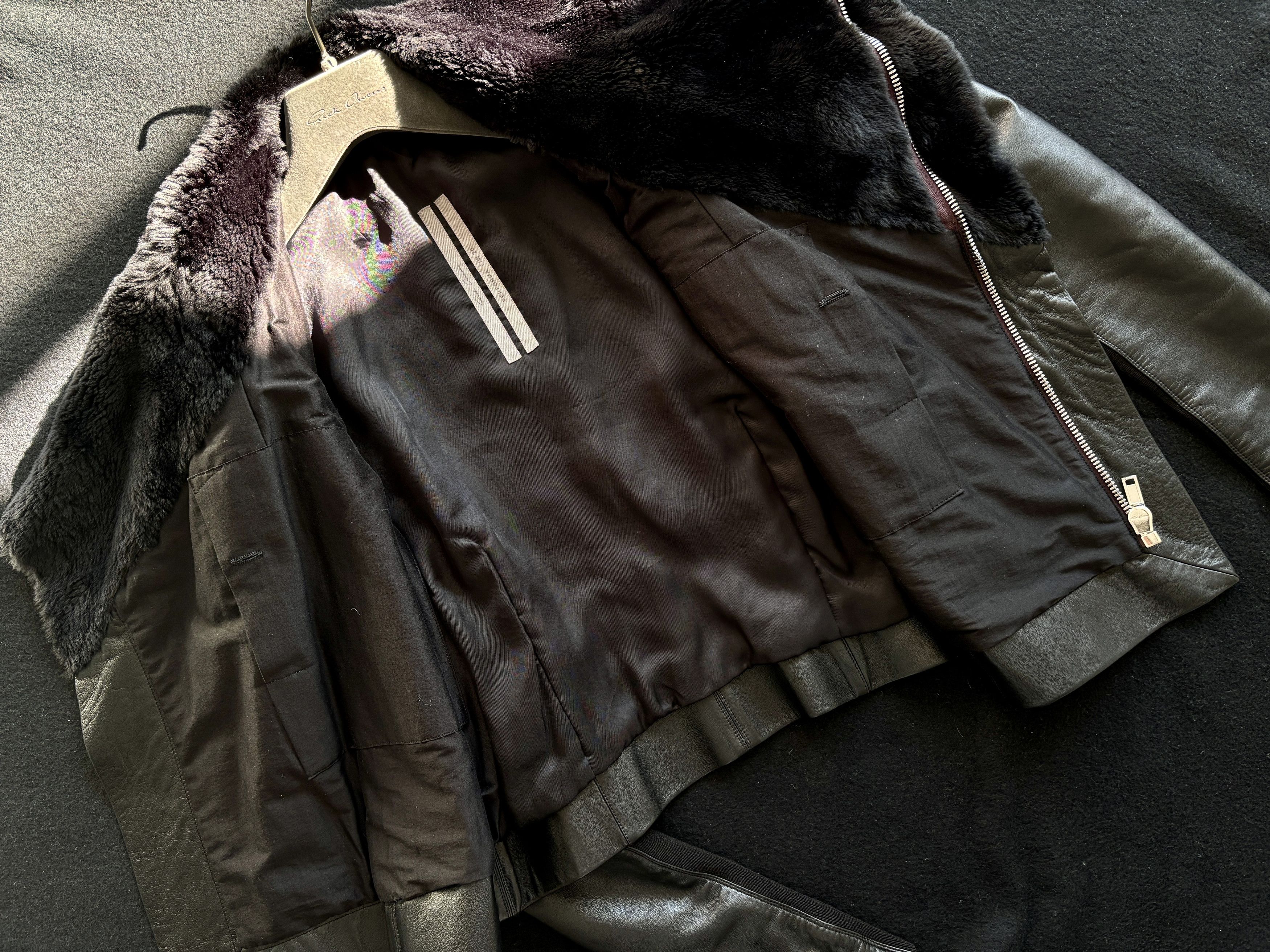 Rick Owens Rick Owens Black Lambskin&Fur Classic Biker Jacket IT38 Size XS / US 0-2 / IT 36-38 - 8 Thumbnail