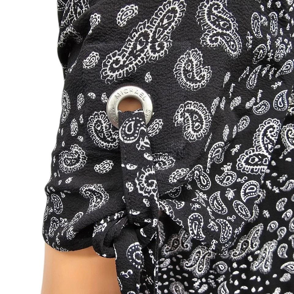 Michael Kors Michael Kors Blouse Paisley Grommet & Tie Sleeve Zip Front S Size S / US 4 / IT 40 - 8 Thumbnail