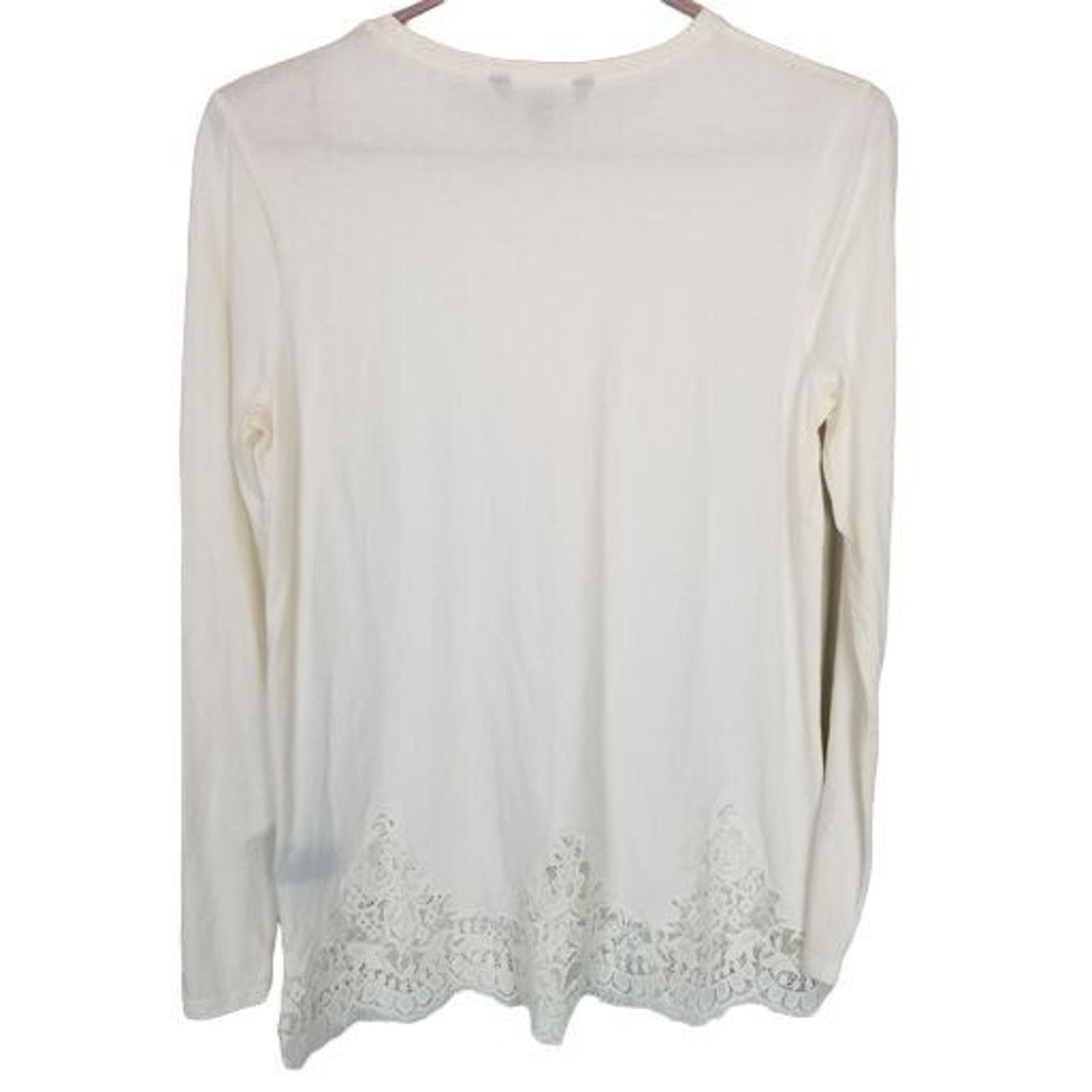 Lauren Ralph Lauren Lauren Ralph Lauren Womens Lace Hem Ivory Tunic Top Size M Size M / US 6-8 / IT 42-44 - 9 Thumbnail