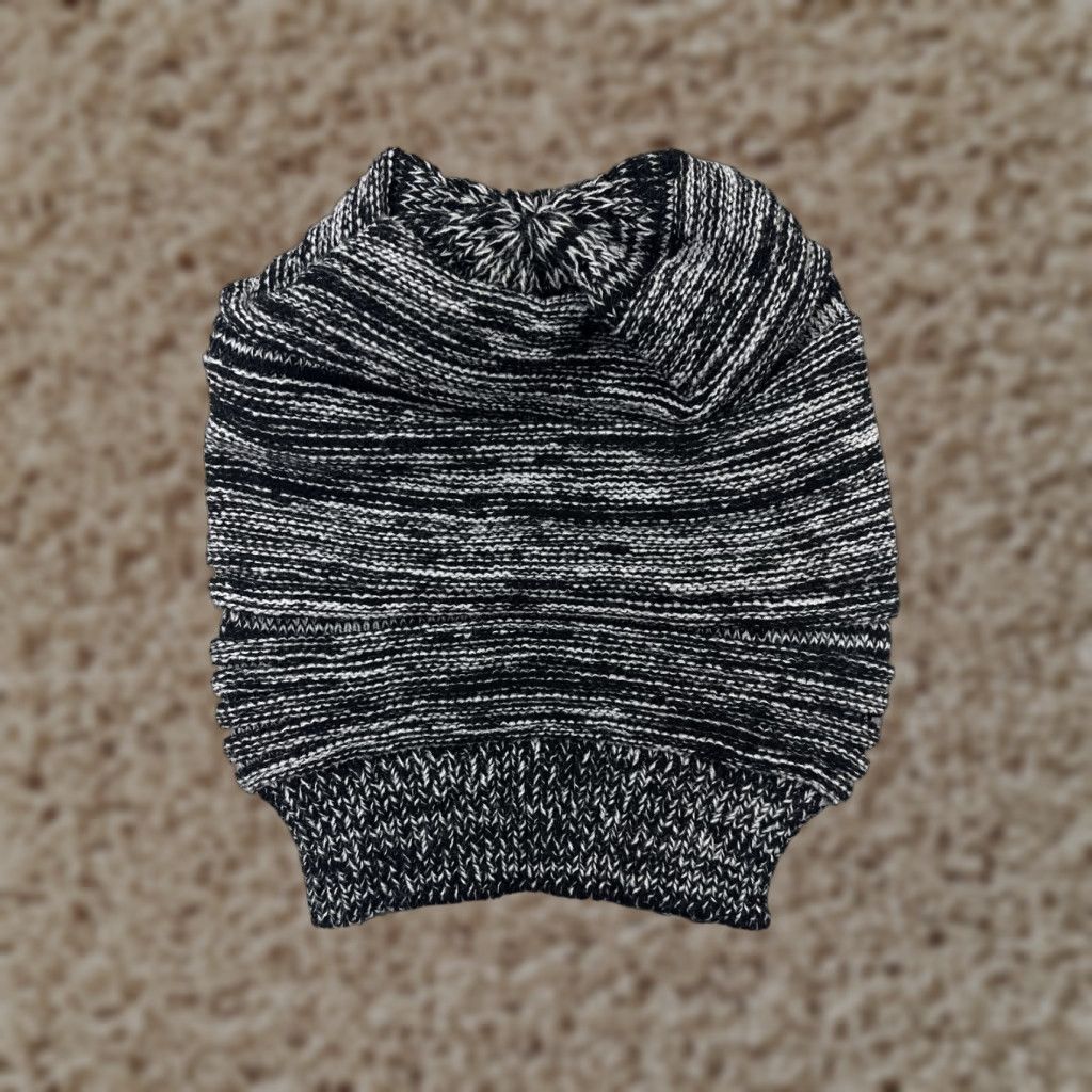 Vintage Baggy Slouch Beanie Toque Adult One Size Gray Knit 100% Acrylic Winter Snow Ski Size ONE SIZE - 1 Thumbnail