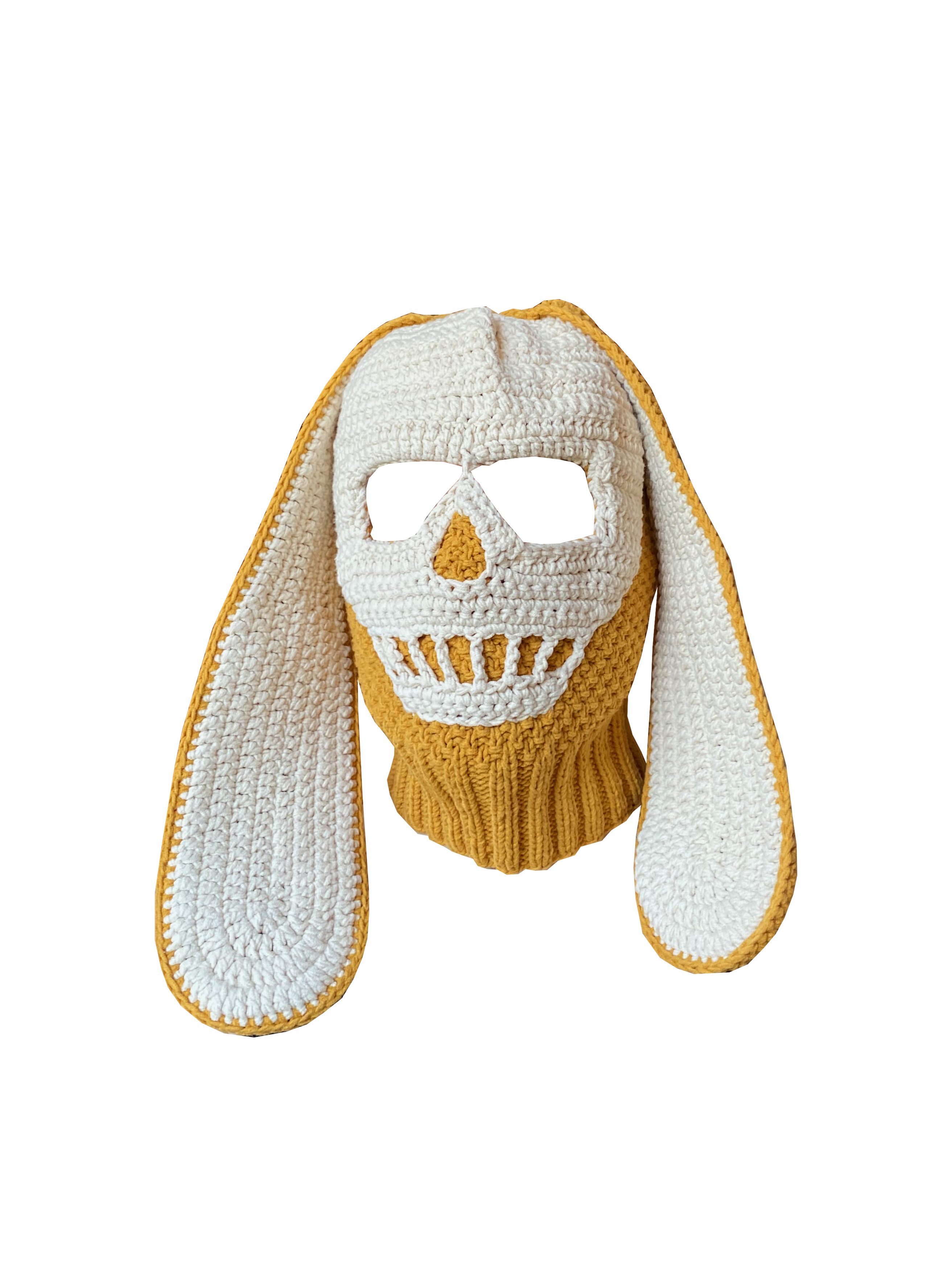 Homespun Knitwear Balaclava mask with skull and ears, hand knitted Size ONE SIZE - 2 Thumbnail