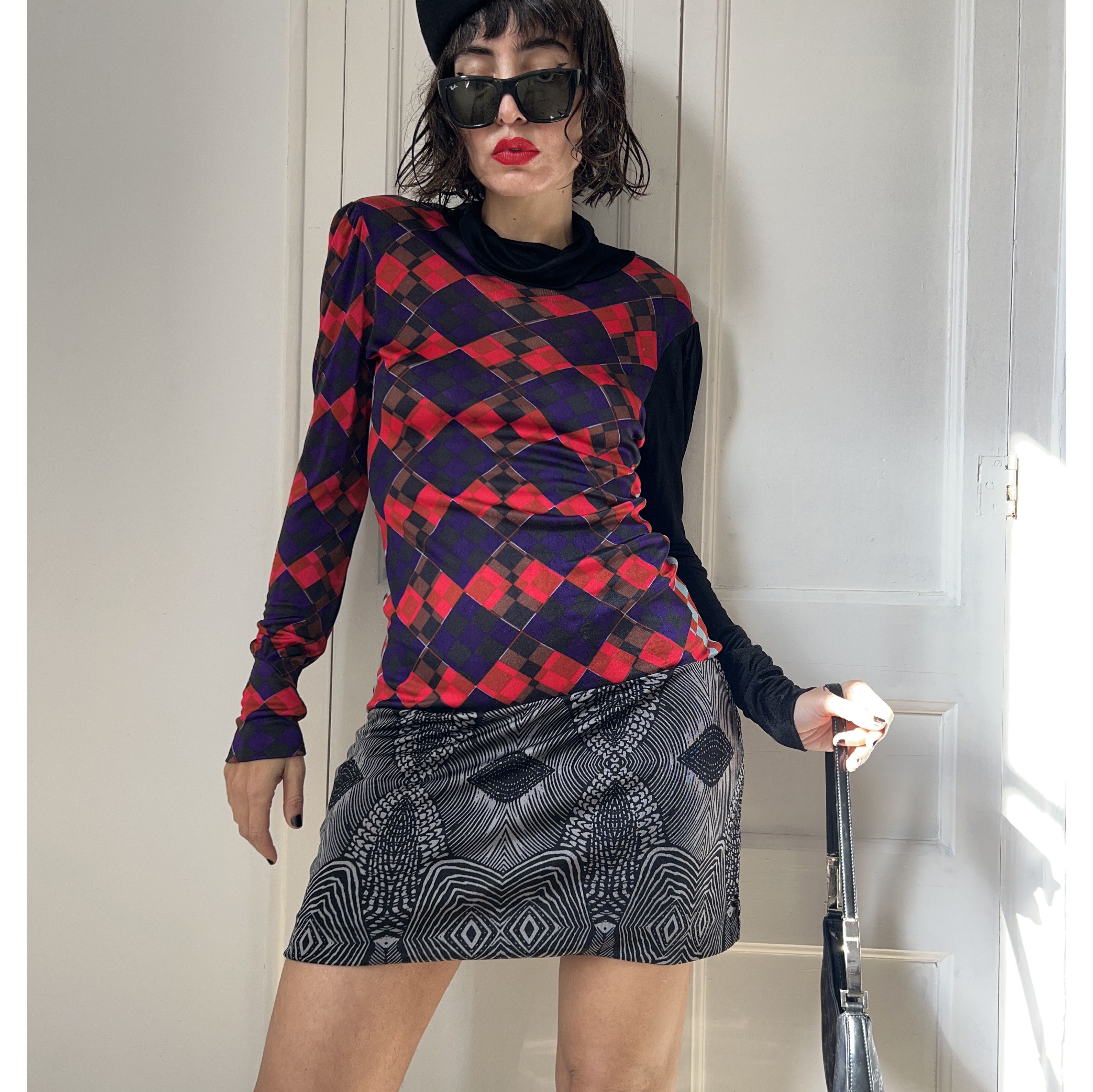 Custo Barcelona Custo Barcelona Y2K Argyle Abstract Mini Dress Size L / US 10 / IT 46 - 7 Thumbnail