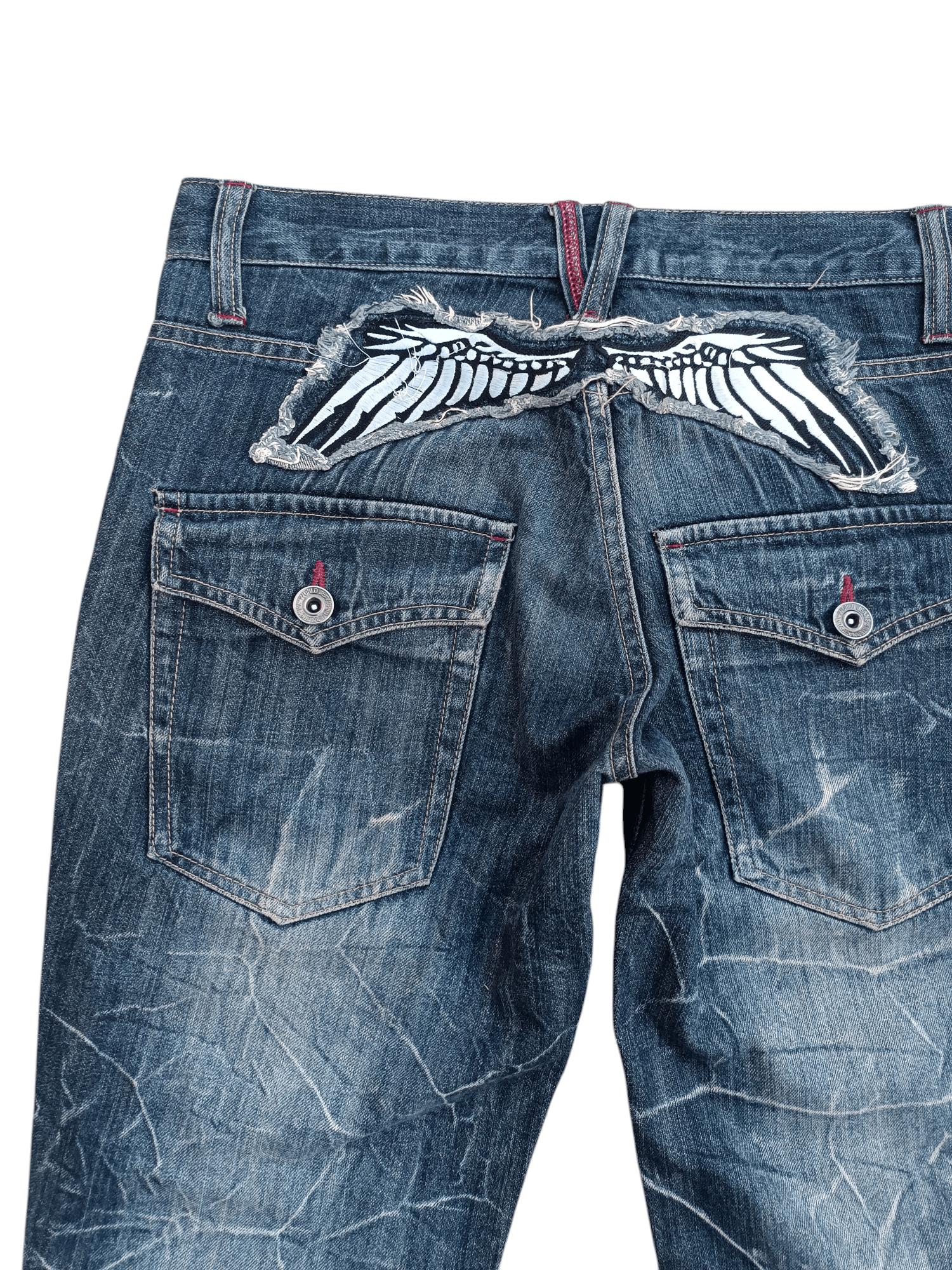 Japanese Brand 🔥 FLARED Nylaus Whiskers Embroidered Angel Style Size US 30 / EU 46 - 10 Thumbnail