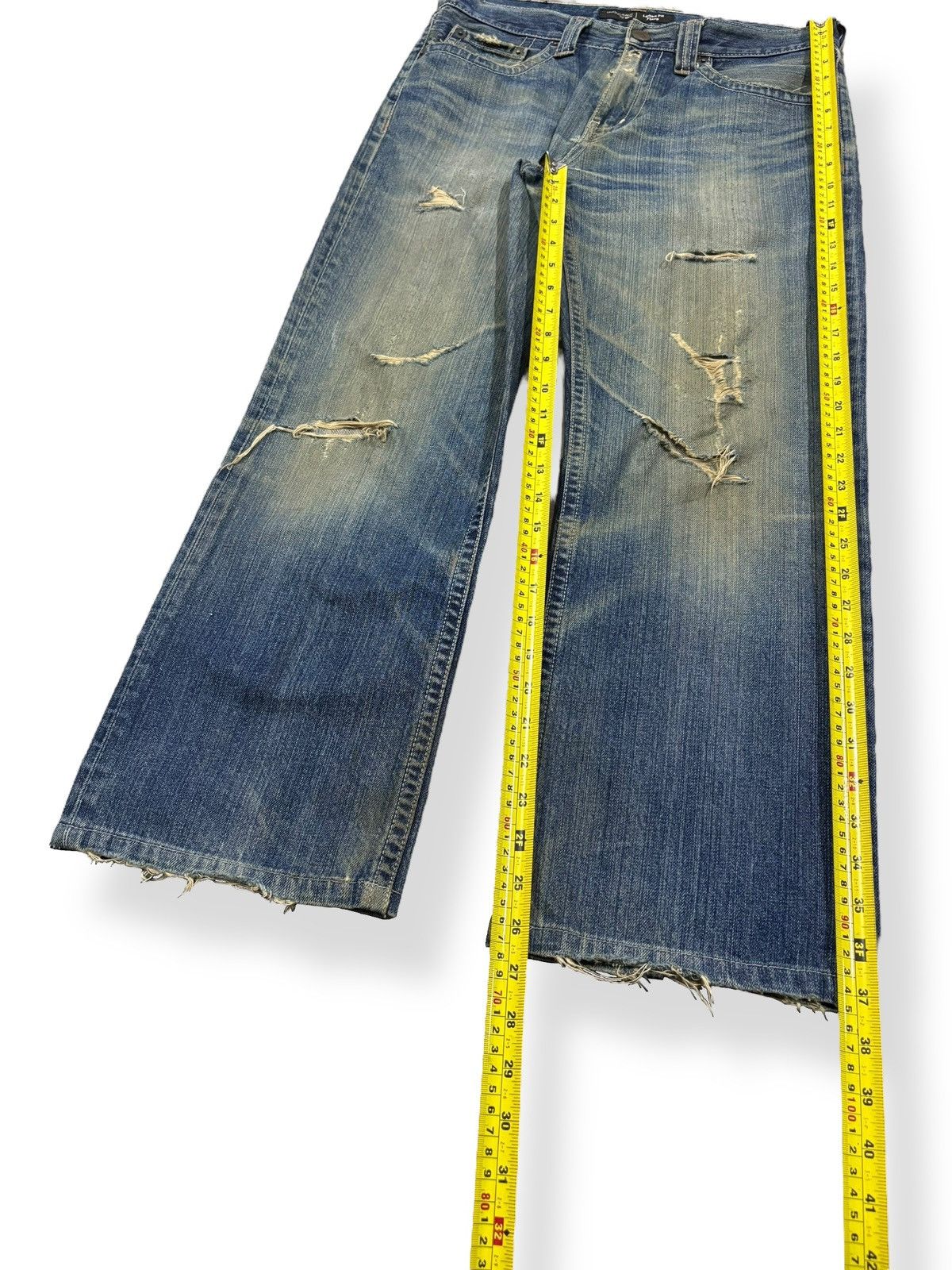 Undercover × Uniqlo Vintage 90s Uniqlo Mud Wash Loose Fit Flare Distressed Jeans Size US 31 - 14 Thumbnail