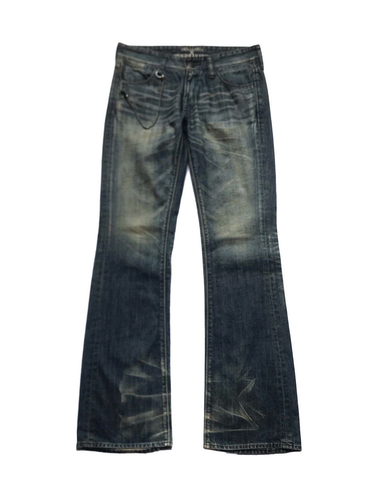 image of Murder License x Vanquish Munder License Flare Bleach Pants in Blue, Men's (Size 29)