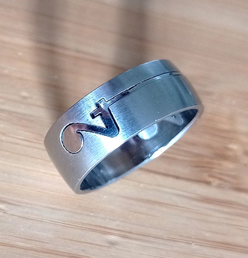 Vintage Vintage Punk Emboss Music Initial Silver Goth Ring Unique Size ONE SIZE - 2 Thumbnail