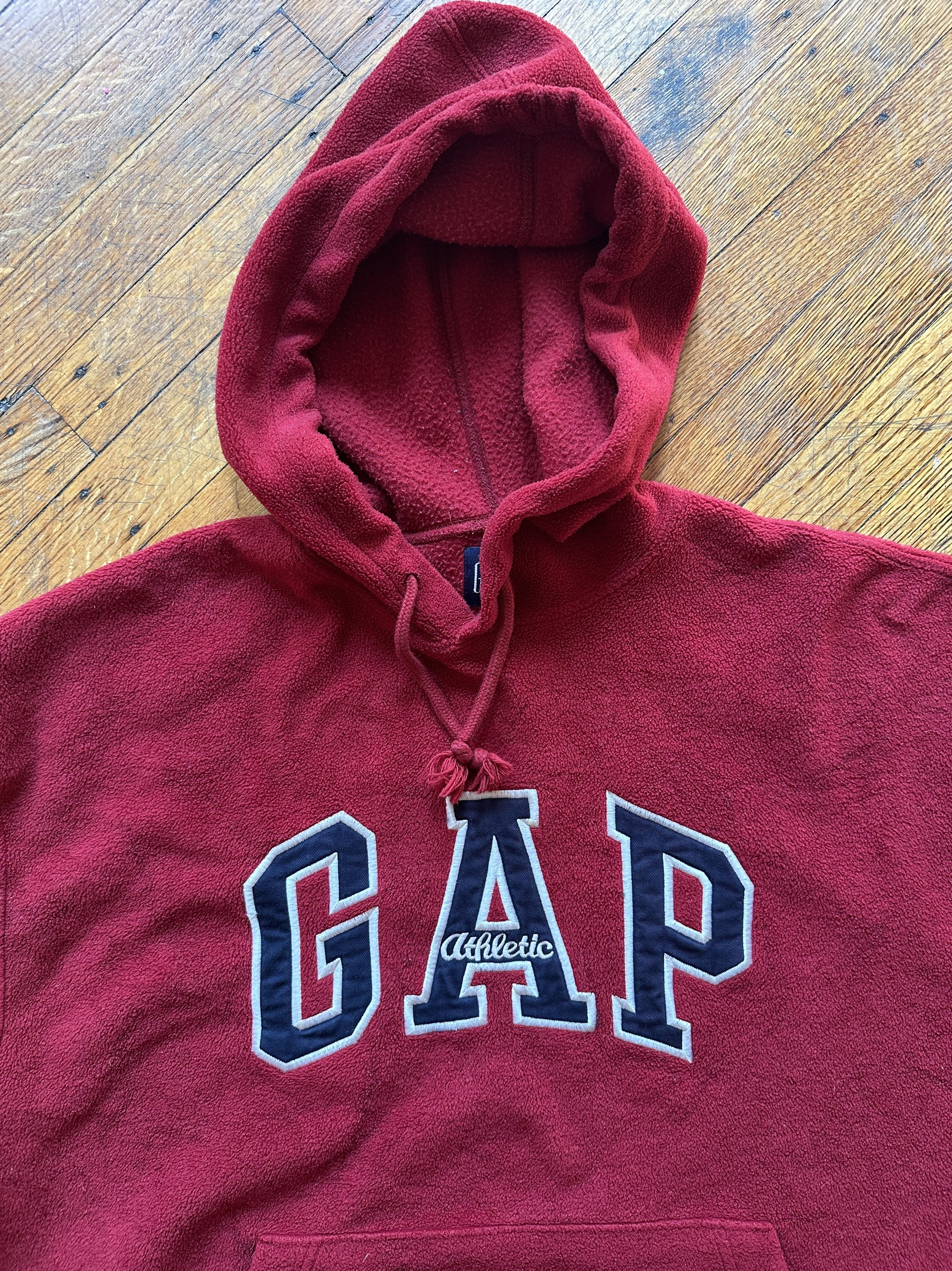 Gap Vintage GAP fleece pullover red hoodie w/arch logo size M Size M / US 6-8 / IT 42-44 - 2 Thumbnail
