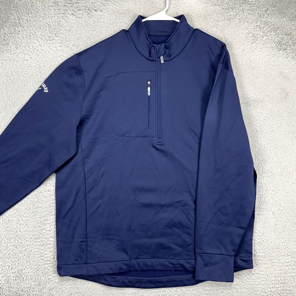 Callaway Callaway Weather Series Pullover Sweatshirt Men XL Navy Quarter Zip Fleece Lined Zip Mock Neck Size US XL / EU 56 / 4 - 4 Thumbnail