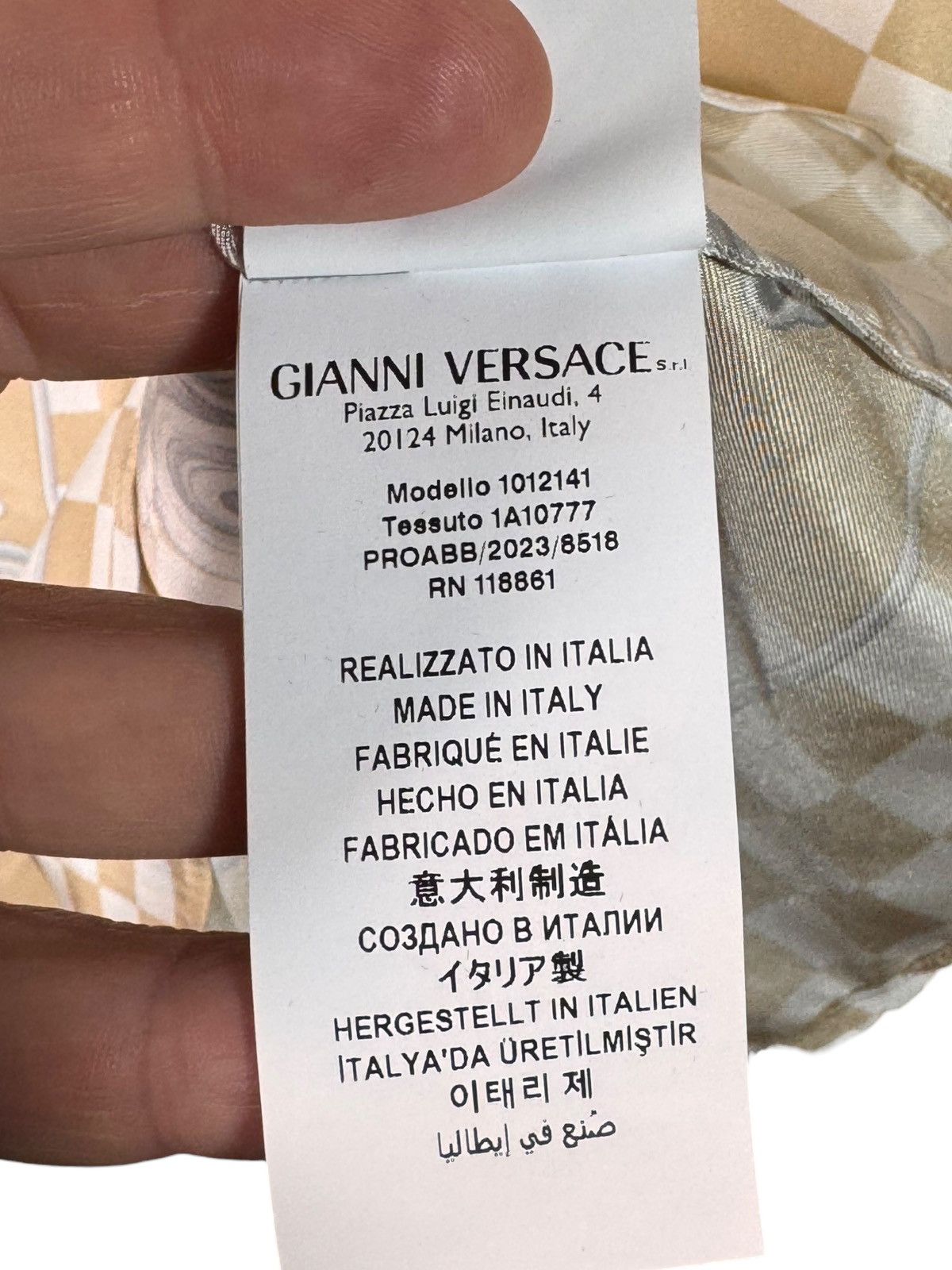 Versace Versace Silk Shirt Medusa Checkerboard Beige Size US M / EU 48-50 / 2 - 6 Thumbnail