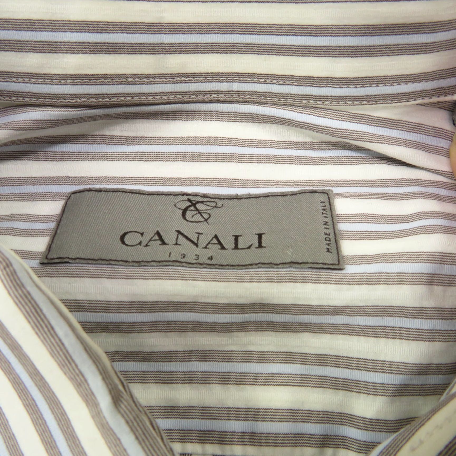 Canali VINTAGE Canali 1934 Shirt Men 17.5 44 White Grey Light Blue Stripe Long Sleeve Button Up Size US XXL / EU 58 / 5 - 7 Thumbnail