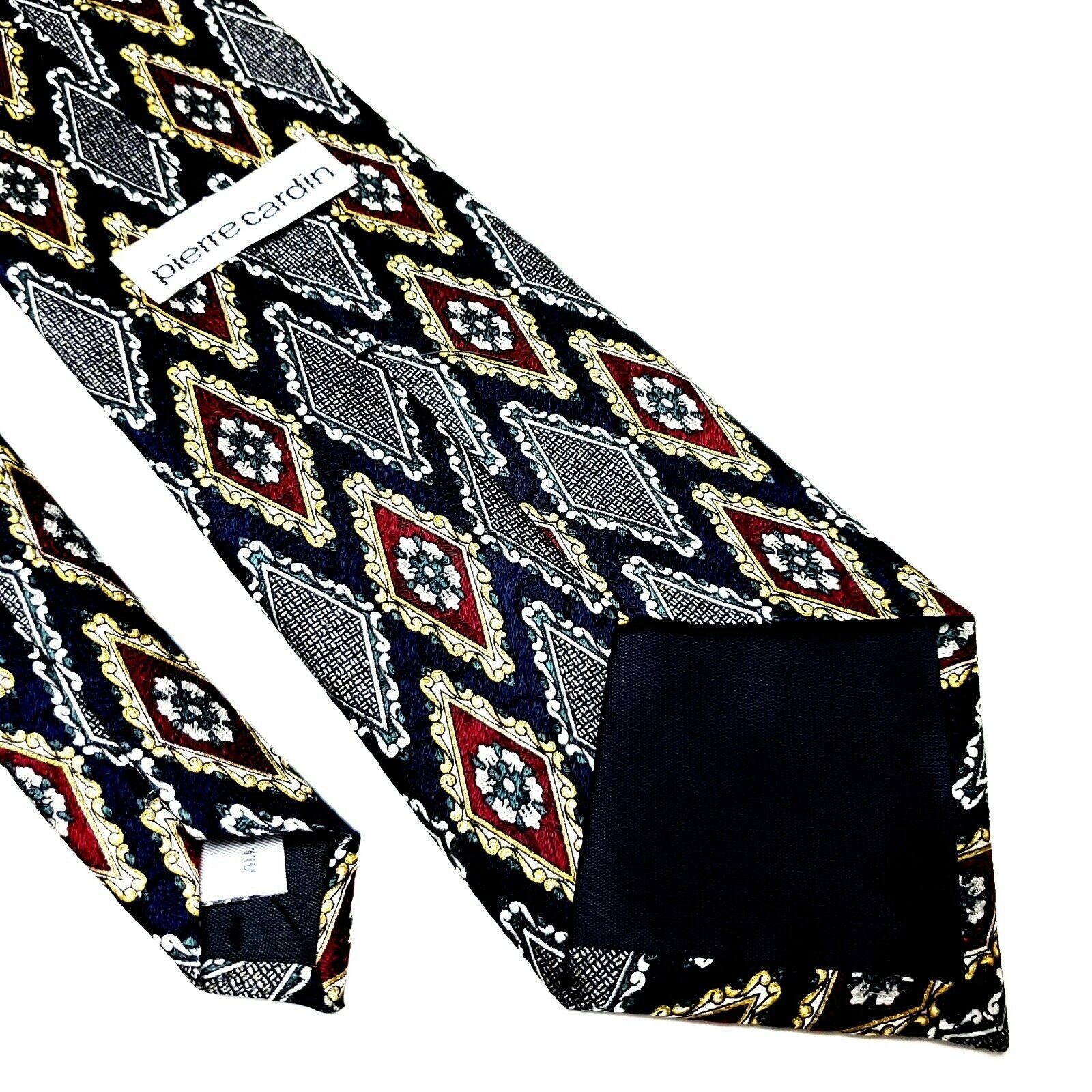 Pierre Cardin Pierre Cardin Silk Tie Print Blue Geometric Short Wide Size ONE SIZE - 5 Thumbnail