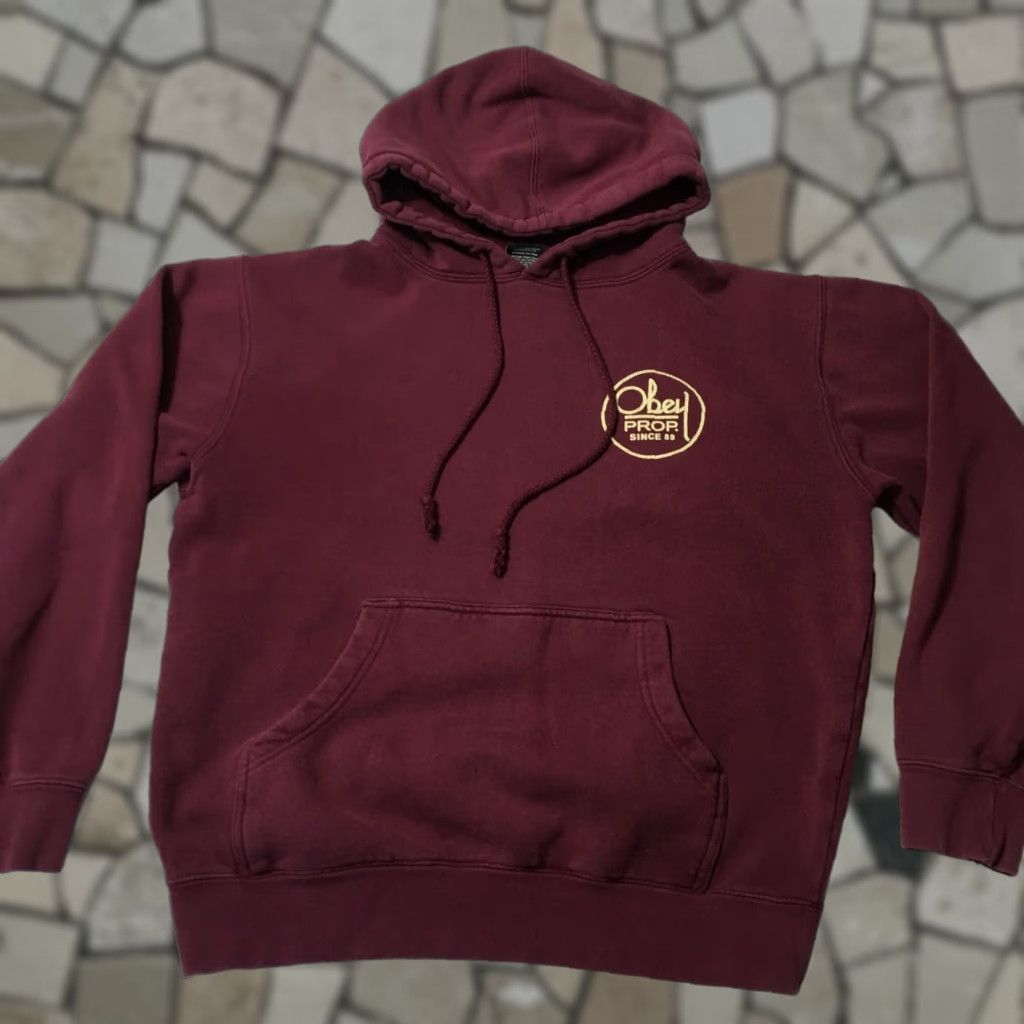 Obey OBEY Hooded Sweatshirt Maroon Mens Small Hoodie Pullover Vintage Sweatshirt Size US S / EU 44-46 / 1 - 1 Thumbnail