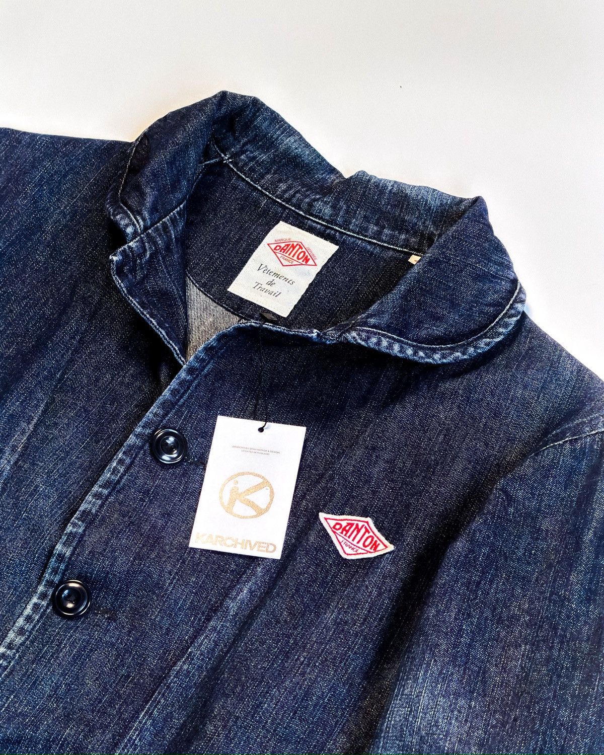 Danton DANTON ROUND COLLAR DENIM JACKET Size US S / EU 44-46 / 1 - 2 Thumbnail