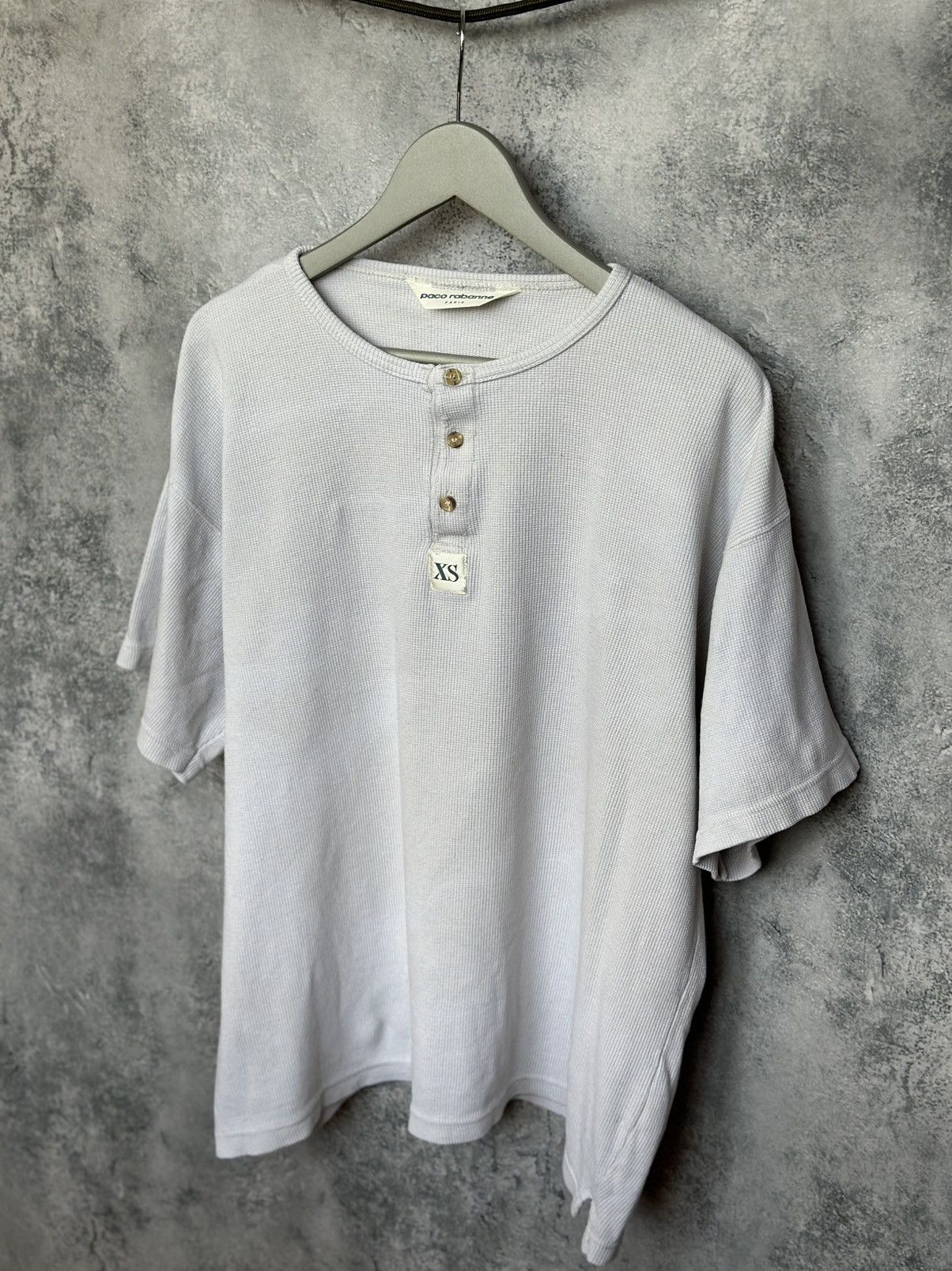 Designer Paco Rabanne Waffle Knit Henley Tee XS Oversized Fit Egypt Size US XS / EU 42 / 0 - 2 Thumbnail
