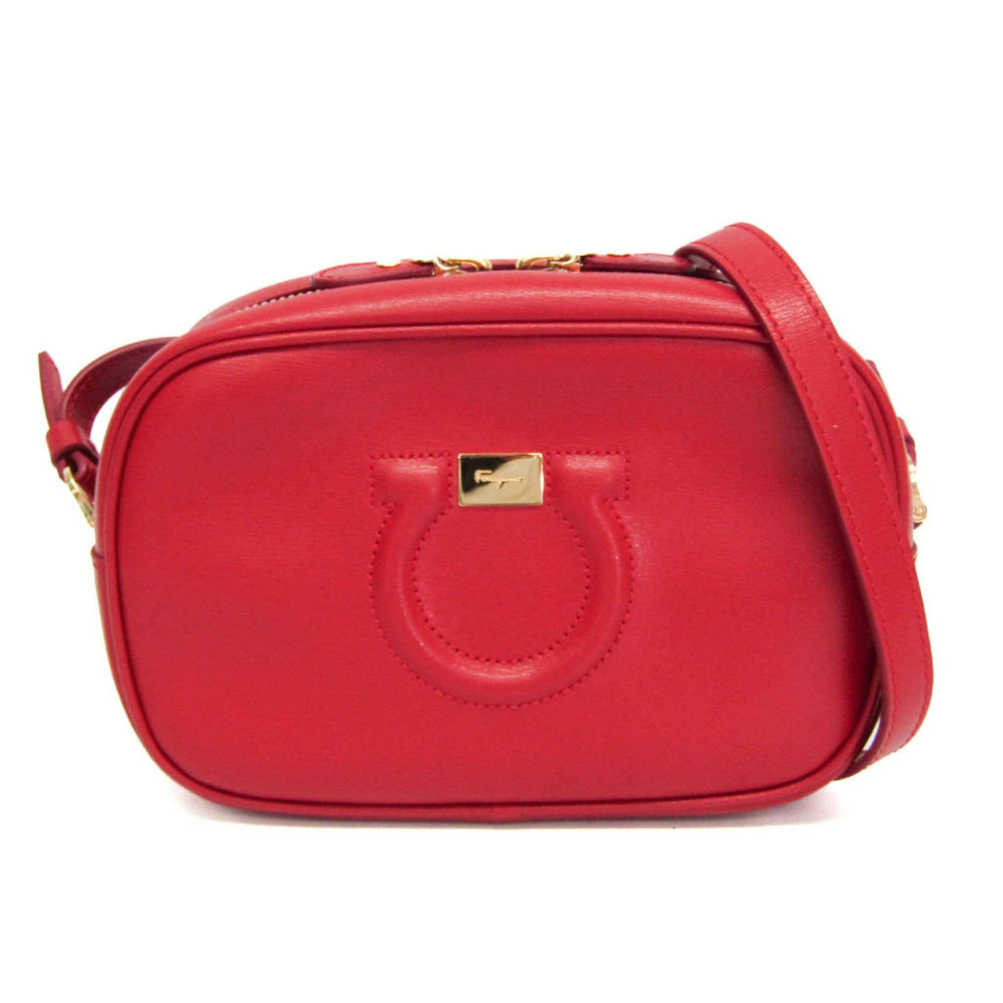 Salvatore Ferragamo Salvatore Ferragamo Gancini Pouch AB-21 H006 Women's Leather Shoulder Bag Red Color Size ONE SIZE - 1 Thumbnail