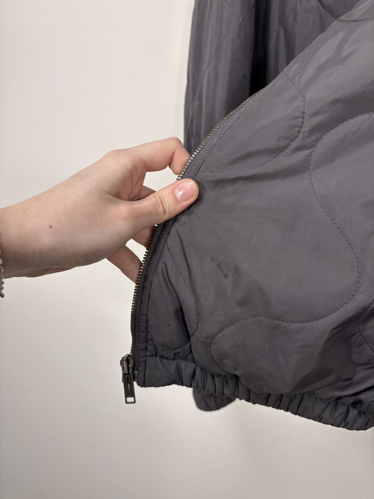 Z Zegna Z Zegna Men’s Quilted Grey Lightweight Bomber Jacket Size US M / EU 48-50 / 2 - 14 Thumbnail