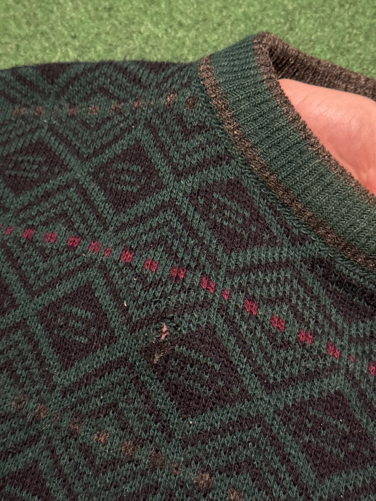 Vintage Vintage 90s Claybrooke Wool Geometric Grandpa L Knit Sweater Size US L / EU 52-54 / 3 - 6 Thumbnail