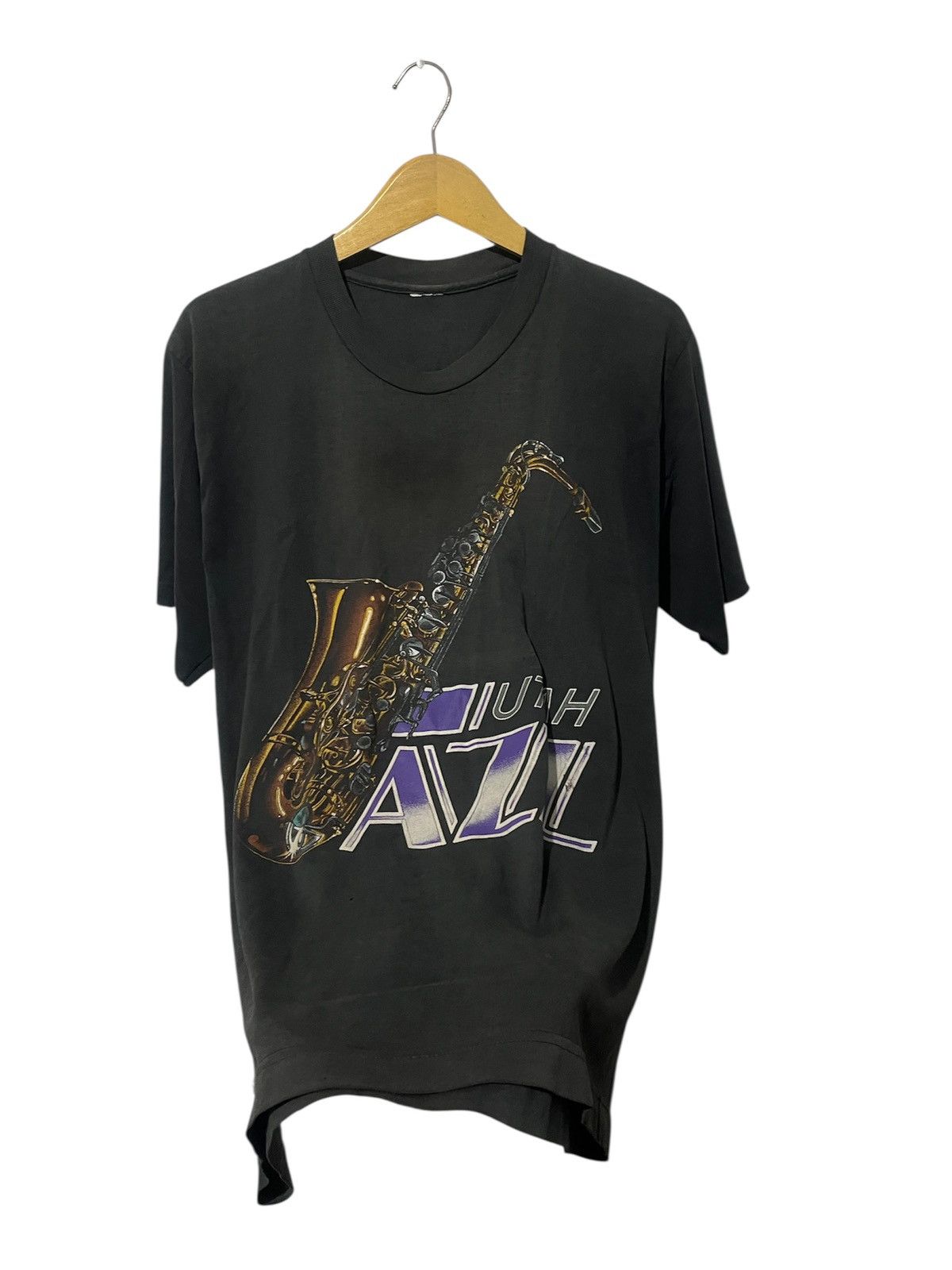 Japanese Brand Vintage 90s Utah Jazz Saxophone Graphic Faded Black Size US L / EU 52-54 / 3 - 2 Thumbnail