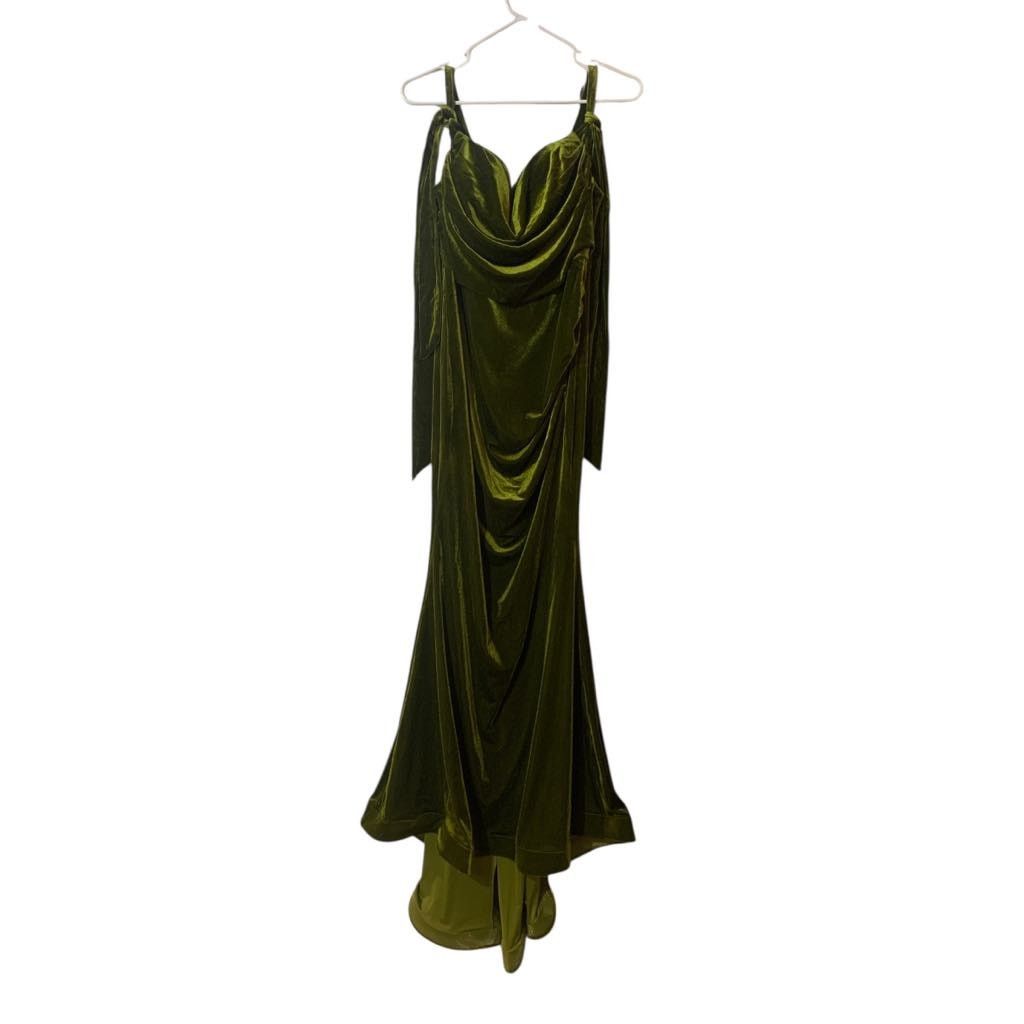 Other Faeriesty Green Long Formal Gown Dress Velvet Sleeveless 1X Size XL / US 12-14 / IT 48-50 - 13 Thumbnail