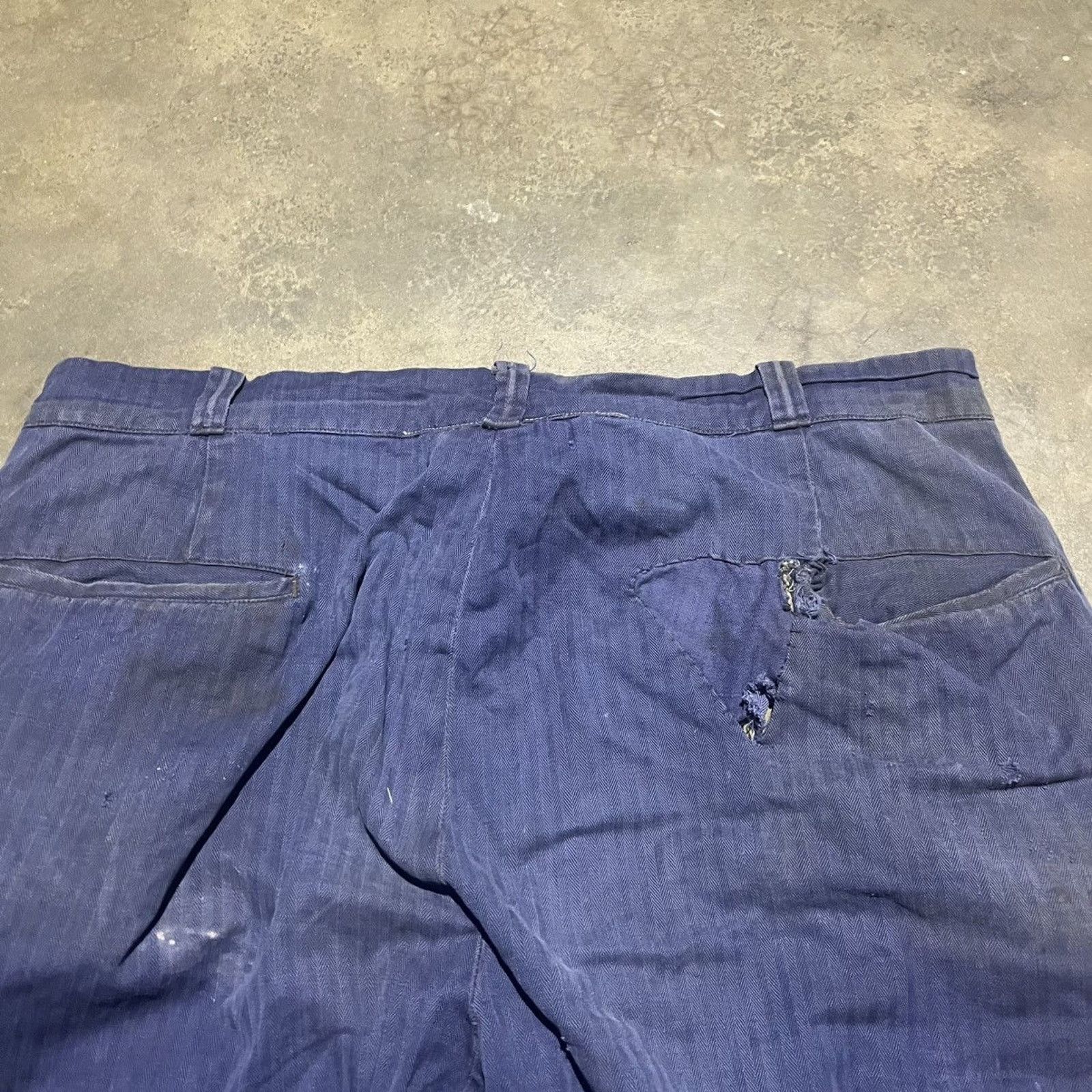 Vintage 40s Hart Blue HBT Striped Workwear Pants 36x32