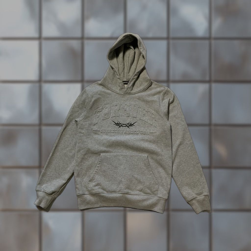 Vintage Guardian Angel Forever Embossed Barbed Wire Heather Gray Pullover Hoodie M Mens Medium Gray Guardian Angel Hoodie Size US M / EU 48-50 / 2 - 1 Thumbnail