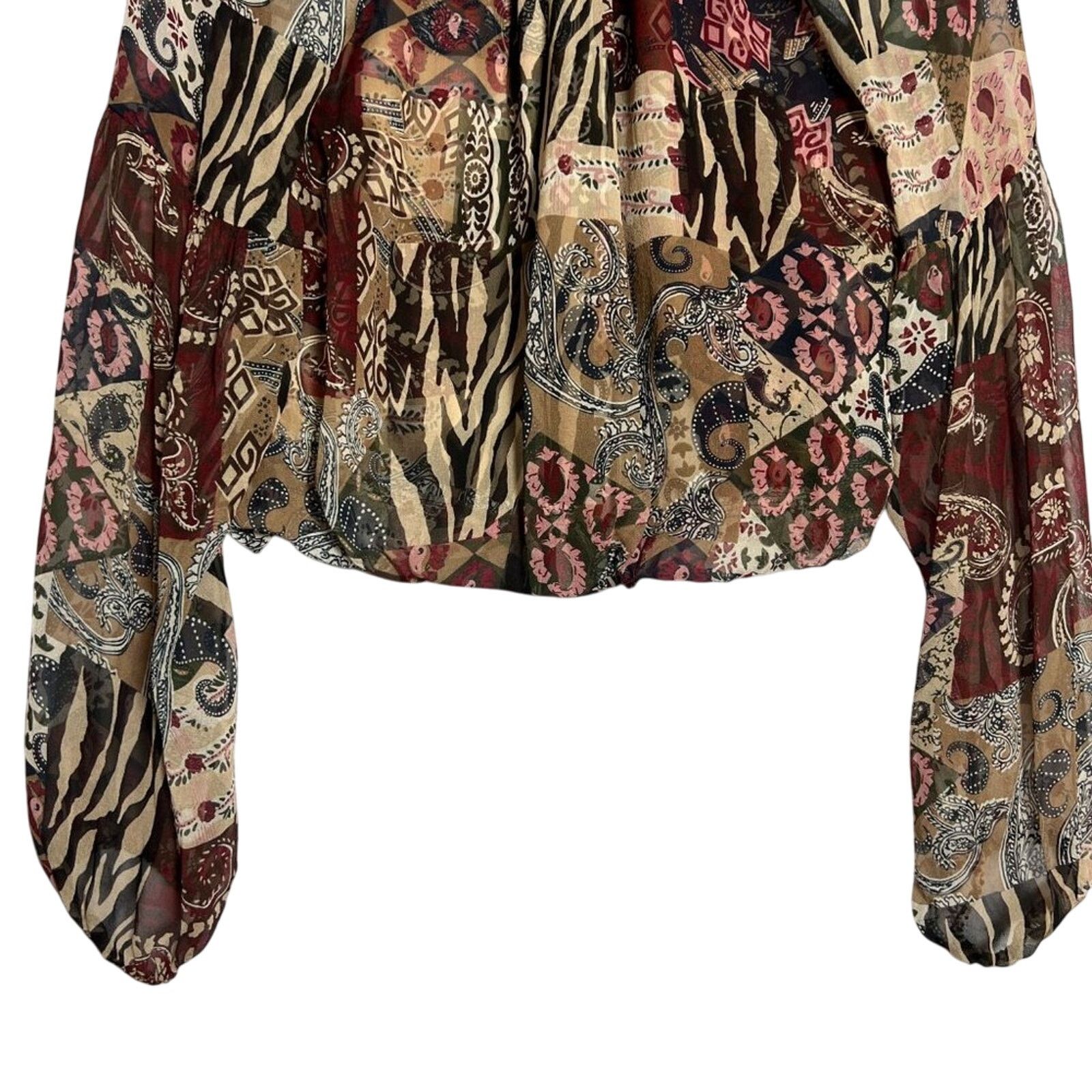 Veronica Beard Veronica Beard Jayce Silk Patchwork Blouse Print Size 2 Size XS / US 0-2 / IT 36-38 - 11 Thumbnail