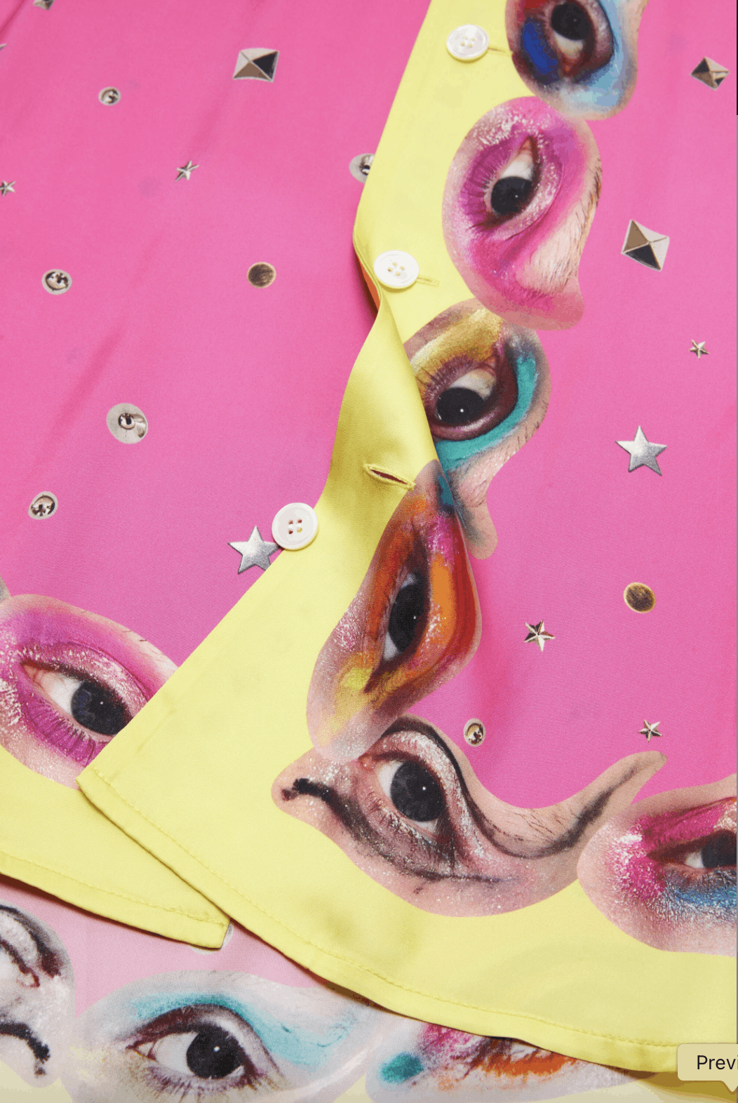 Acne Studios Printed Button Up Shirt in Fuschia Pink Size US M / EU 48-50 / 2 - 7 Thumbnail