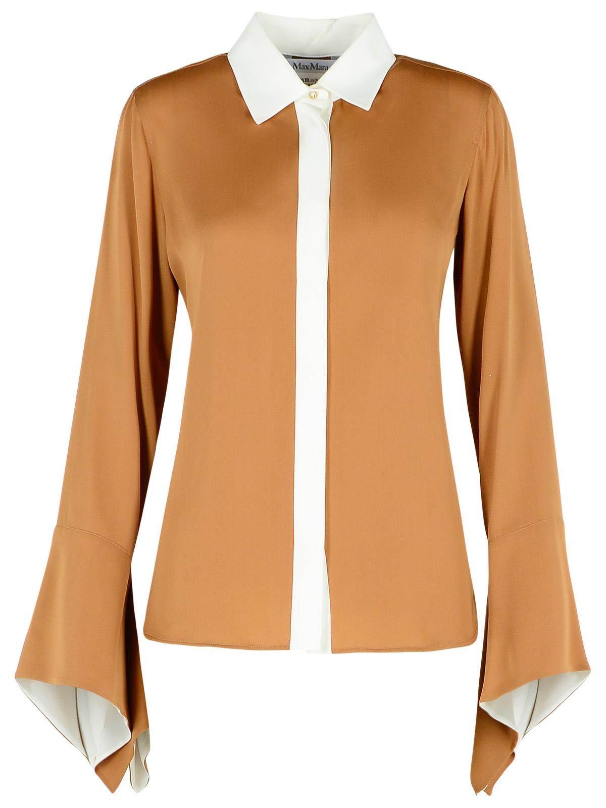 Max Mara MAX MARA 'Pio' Beige Silk Shirt Size XXS / US 00 / IT 34 - 1 Thumbnail