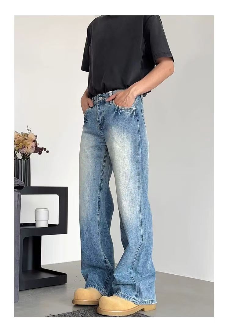 Japanese Brand × Jean Light blue washed vintage straight-leg casual jeans Size US 32 / EU 48 - 5 Thumbnail