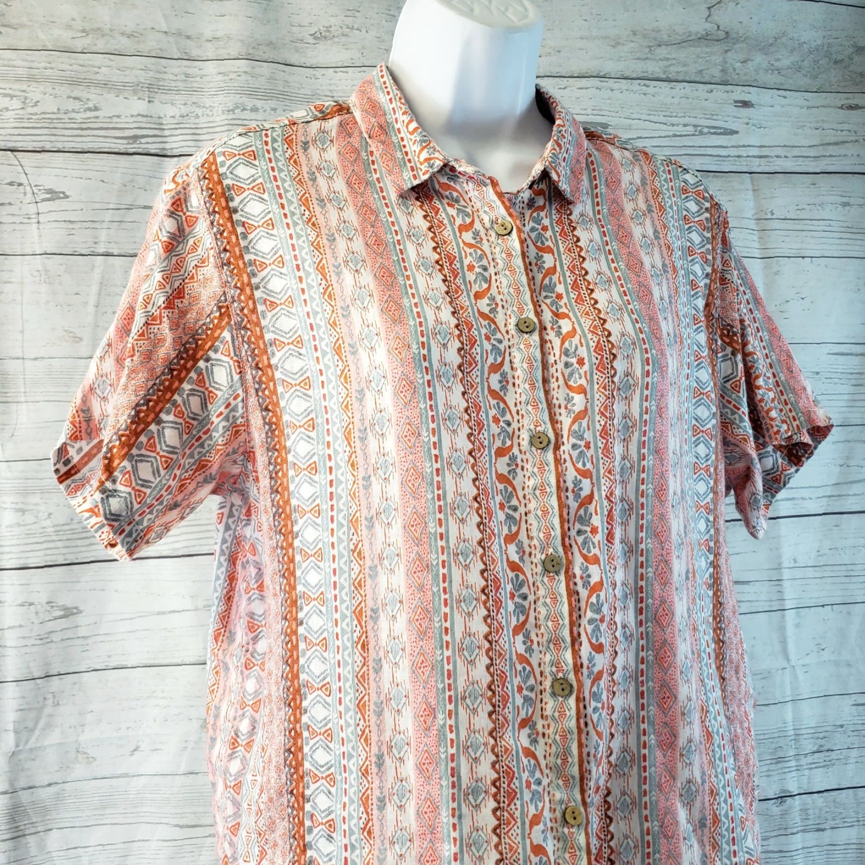 Rachel Zoe Rachel Zoe Button-Front Shirt Womens Sz Small Pink Linen Short Sleeve Size S / US 4 / IT 40 - 2 Thumbnail
