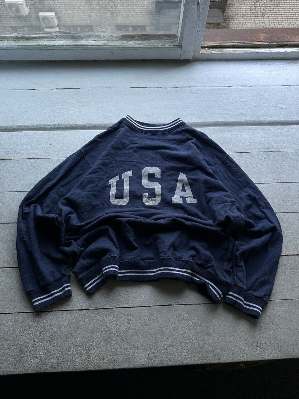 Vintage 🚨 BIG LOGO USA BLUE OVERSIZED VINTAGE SWEATSHIRT RARE Size US M / EU 48-50 / 2 - 1 Thumbnail