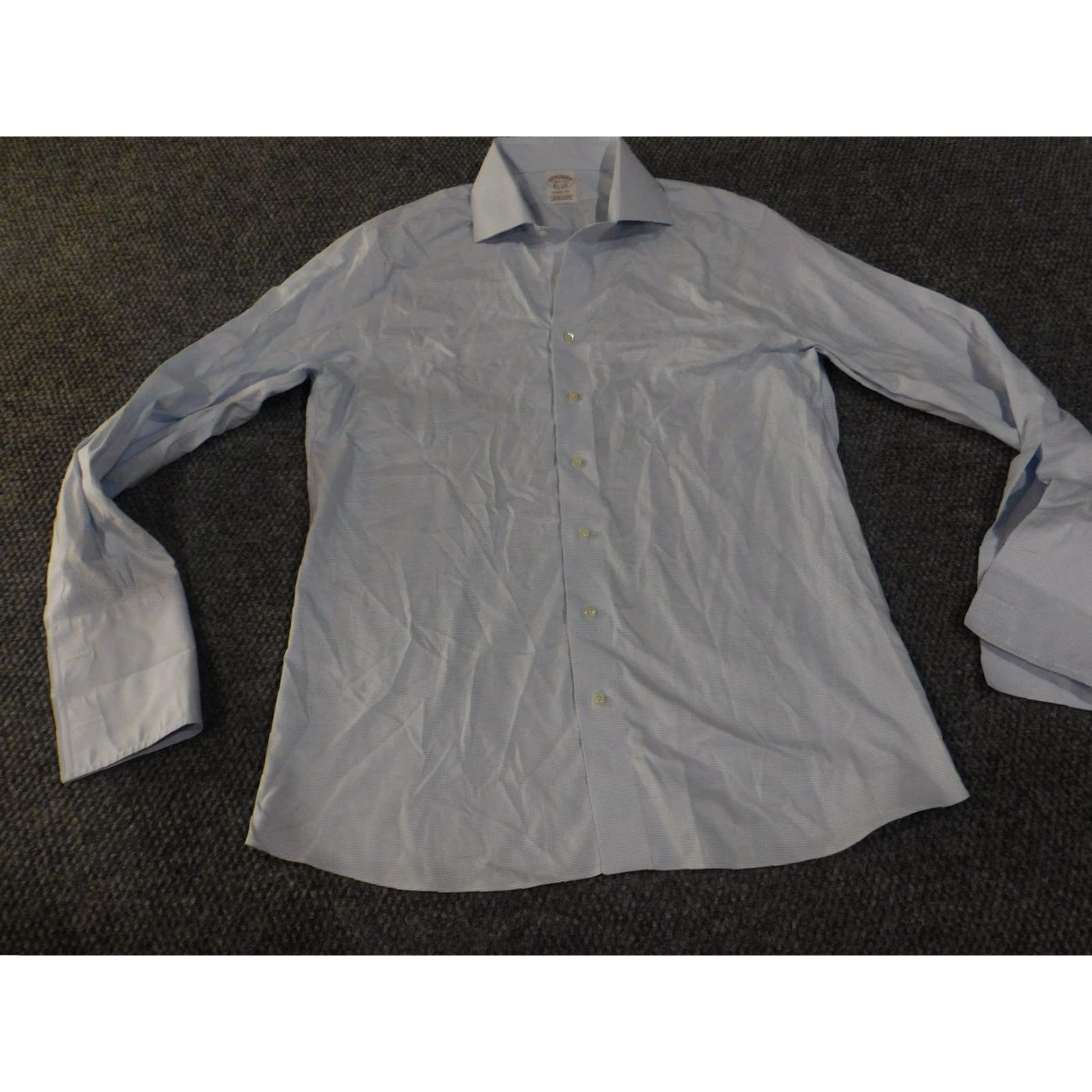 Brooks Brothers Brooks Brothers dress shirt mens 16.5 blue soho fit non iron button front long sleeve striped casual business mens Regular 1818 French cuff blue Size 46R - 4 Thumbnail