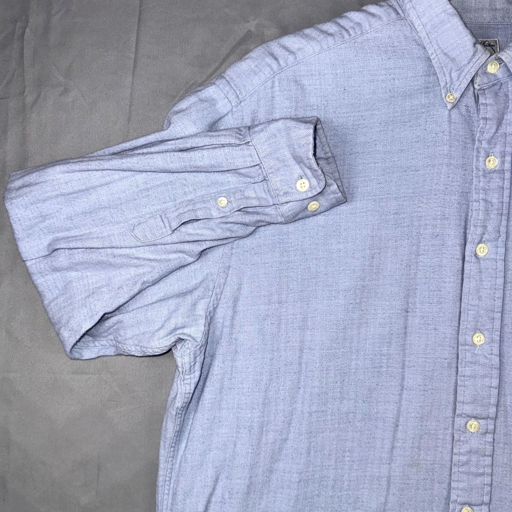 Brooks Brothers VINTAGE Brooks Brothers Shirt Mens L Blue Herringbone Cotton Button-Down Size US L / EU 52-54 / 3 - 5 Thumbnail