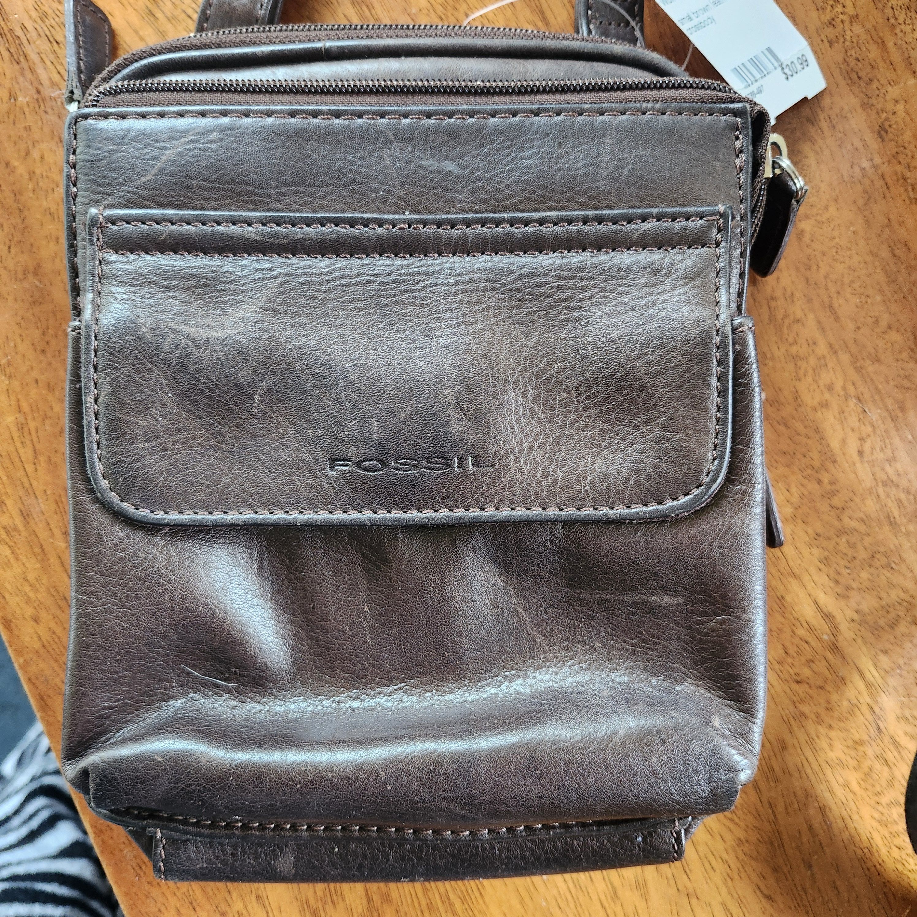 Fossil Fossil Women's Brown Leather Bag Purse Zipper Pocket New Size ONE SIZE - 1 Thumbnail