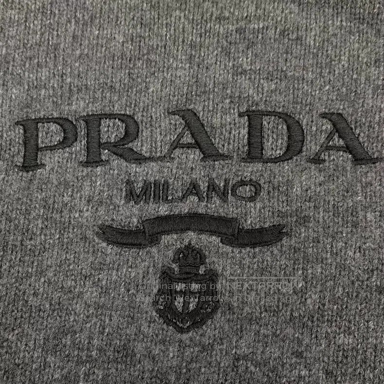 Prada Prada 22 gray logo round-neck wool mixed cashmere knitted Size XS / US 0-2 / IT 36-38 - 5 Thumbnail