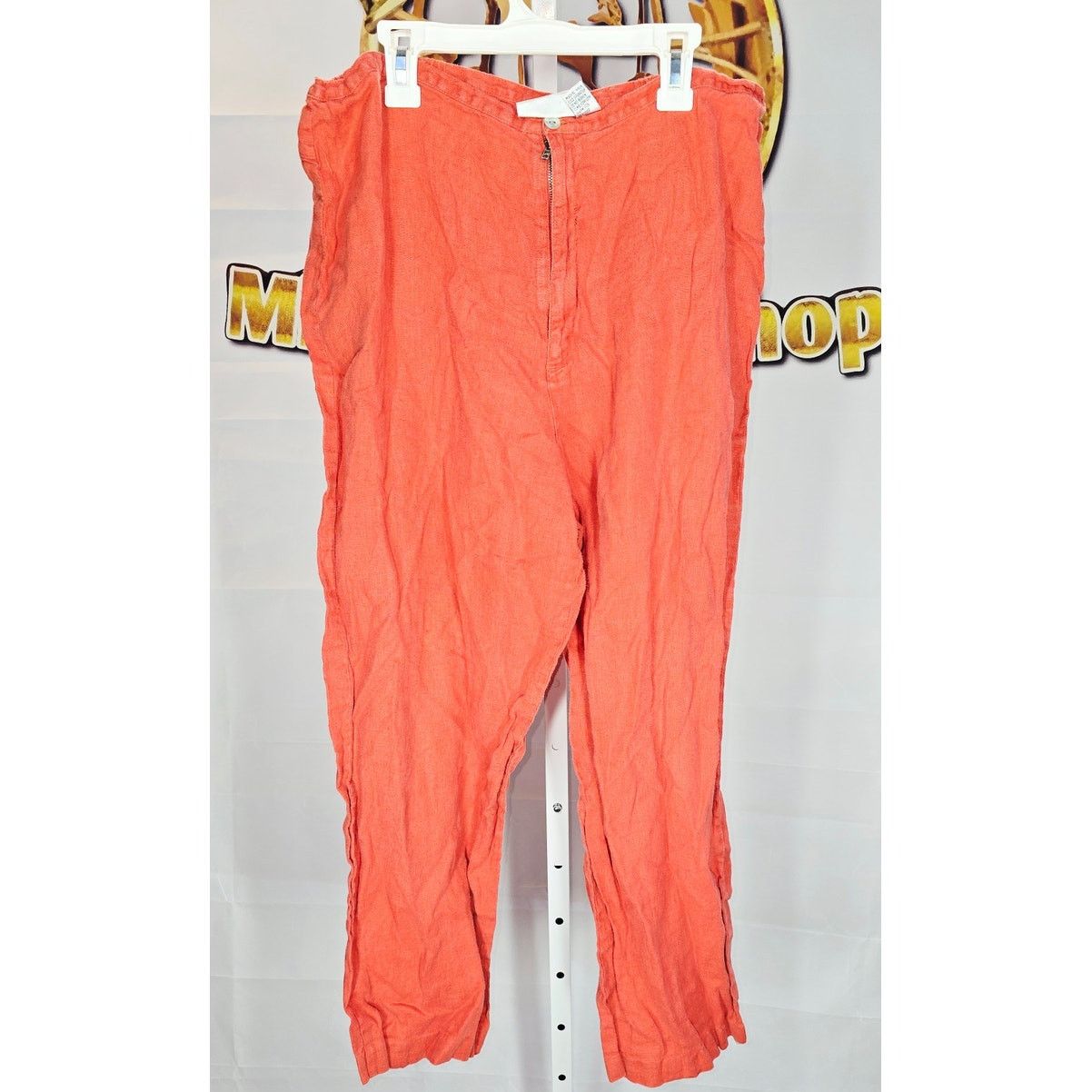 Chicos Chico's Design Orange 100% Linen Pull-On Pants - Size 3 Size 38" / US 16 / IT 52 - 1 Thumbnail