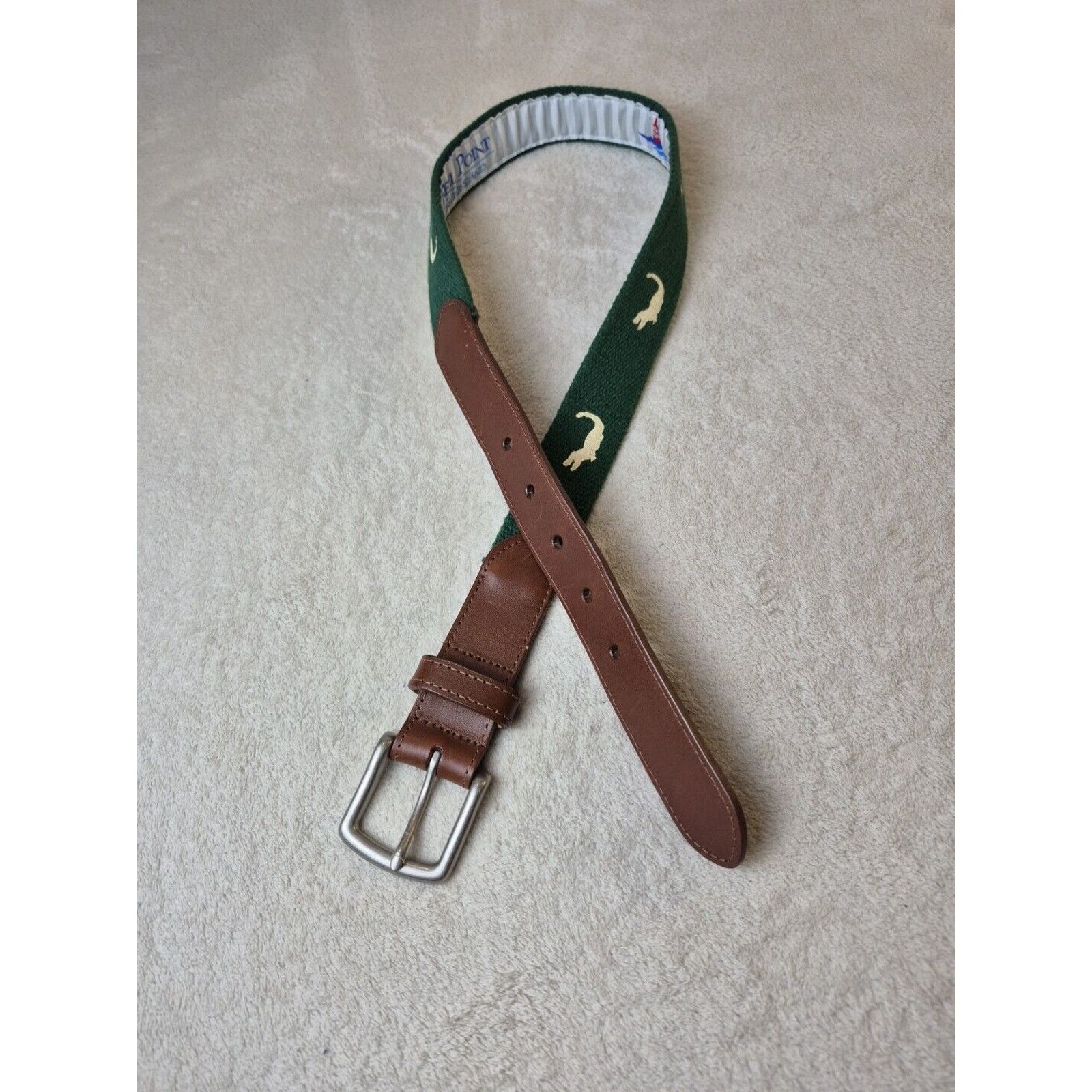 & Other Stories Reel Point Shelter Island Men's Belt Size 30 Green Alligator Size 30 - 3 Thumbnail