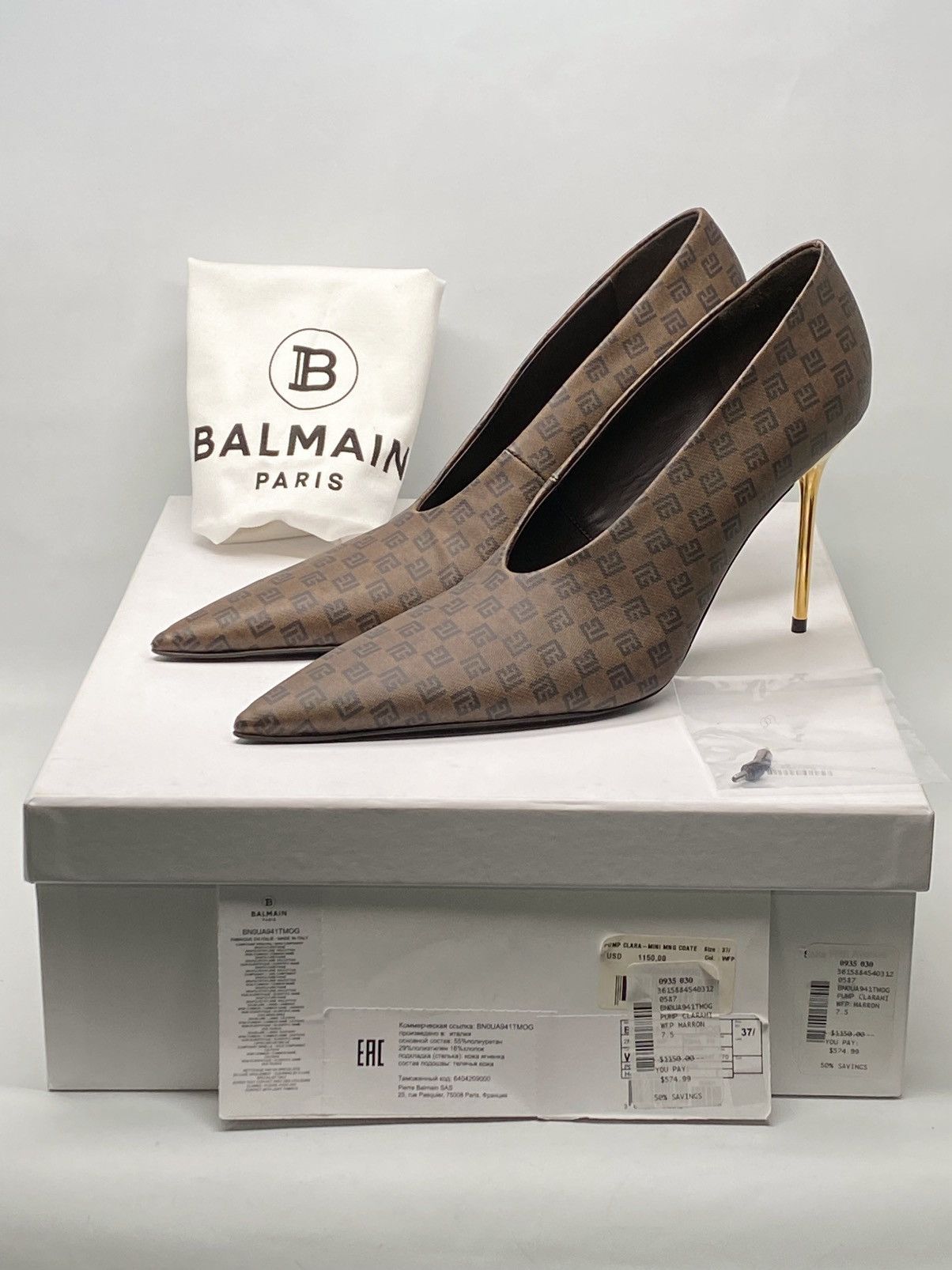 Balmain Balmain Clara-Mini Monogram Pumps size 37.5 Size US 7.5 / IT 37.5 - 12 Thumbnail
