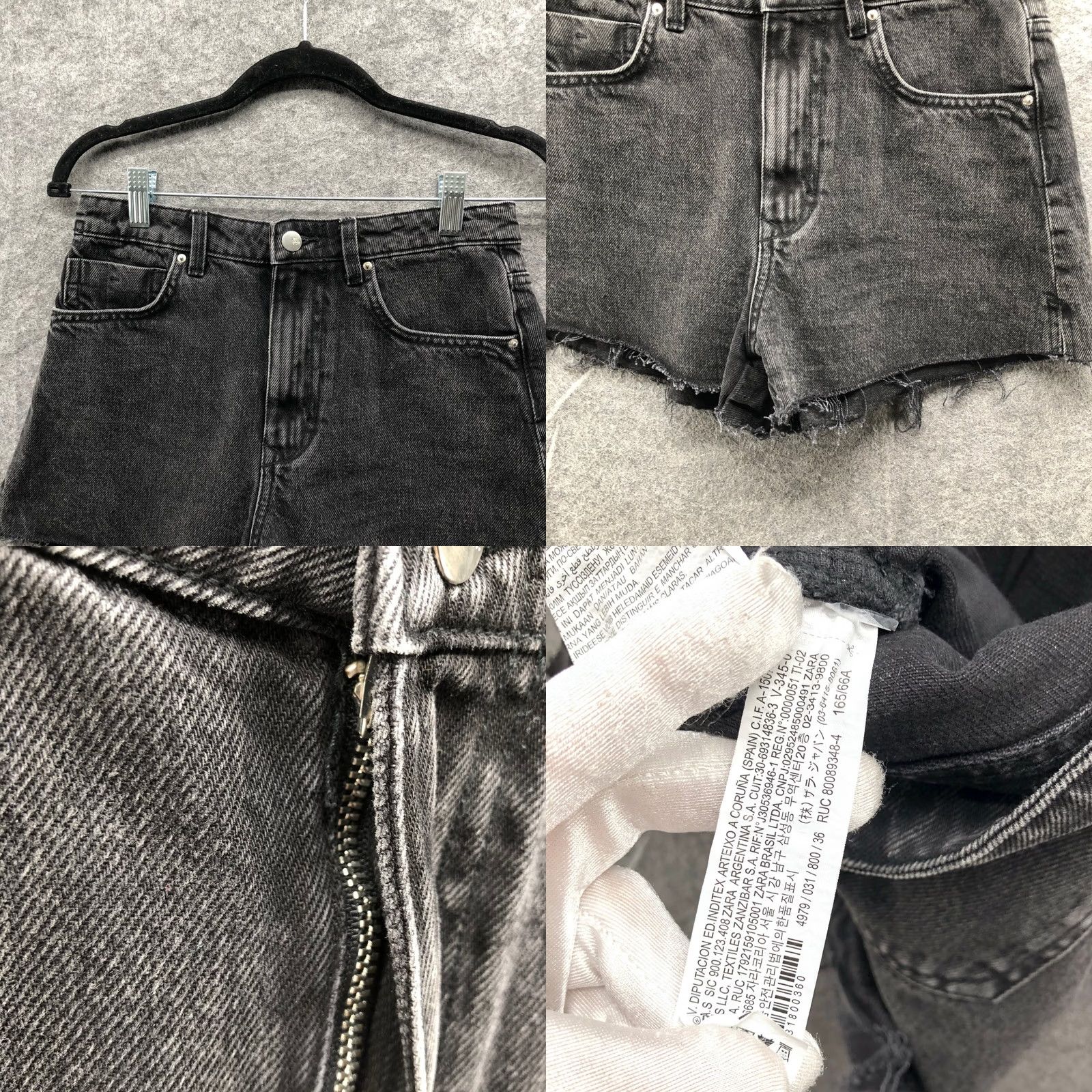 Zara Zara High Rise Jean Shorts Womens 4 Black Cutoff Frayed Cotton Charcoal Size 27" / US 4 / IT 40 - 8 Thumbnail