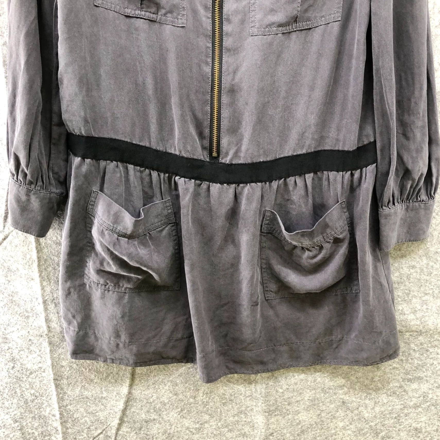 Vintage Jill Jill Stuart Japan Long Sleeve Mini Dress Womens S Gray Lyocell Zip Casual Round Crew Neck Short Dress Size S / US 4 / IT 40 - 4 Thumbnail